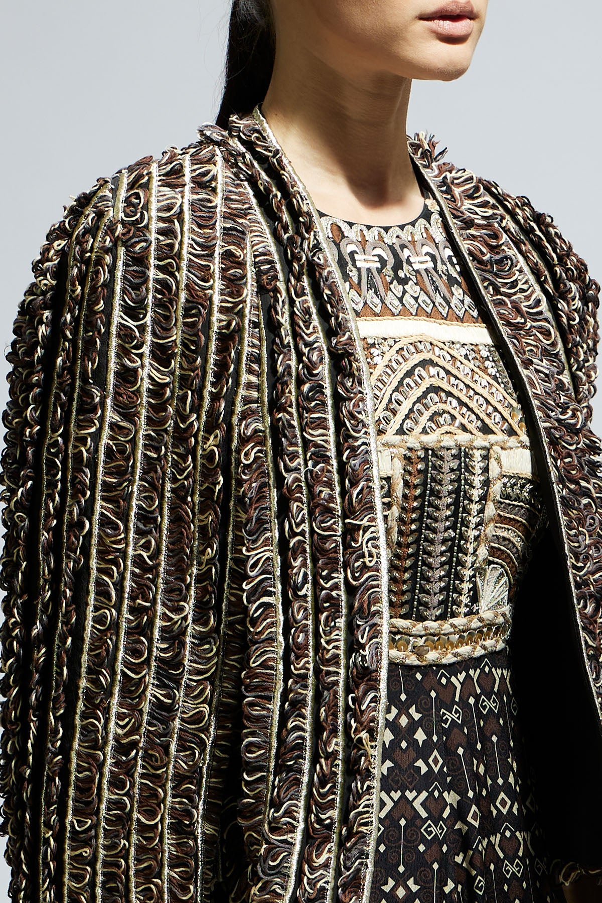 Brown Textured Noor Jacket