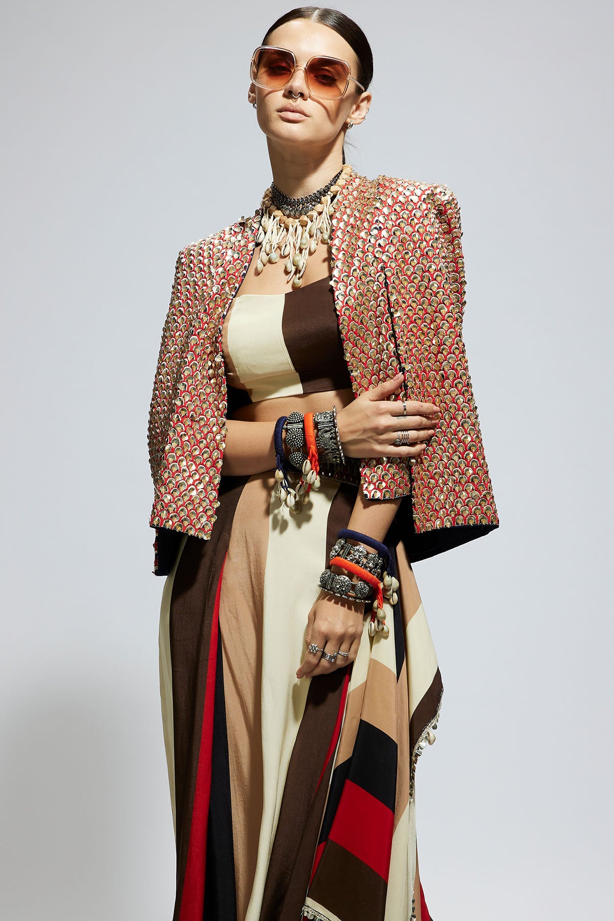 Teraccota Metallic Cape Jacket