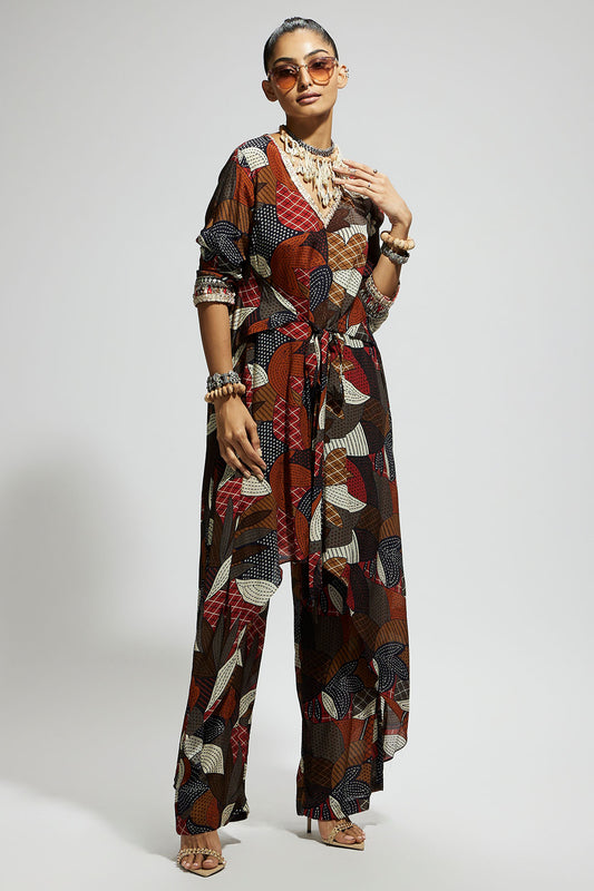 Abstract Print Front Tie up Tunic