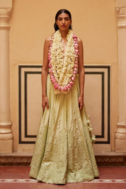 Mint Lehenga Paired With Blouse & Dupatta