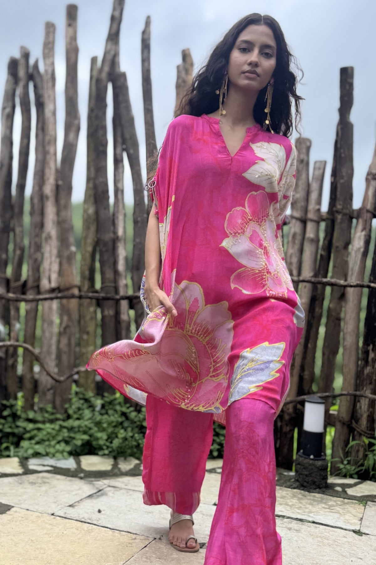 Pink Crepe Hand Embroidered Co-Ord Set