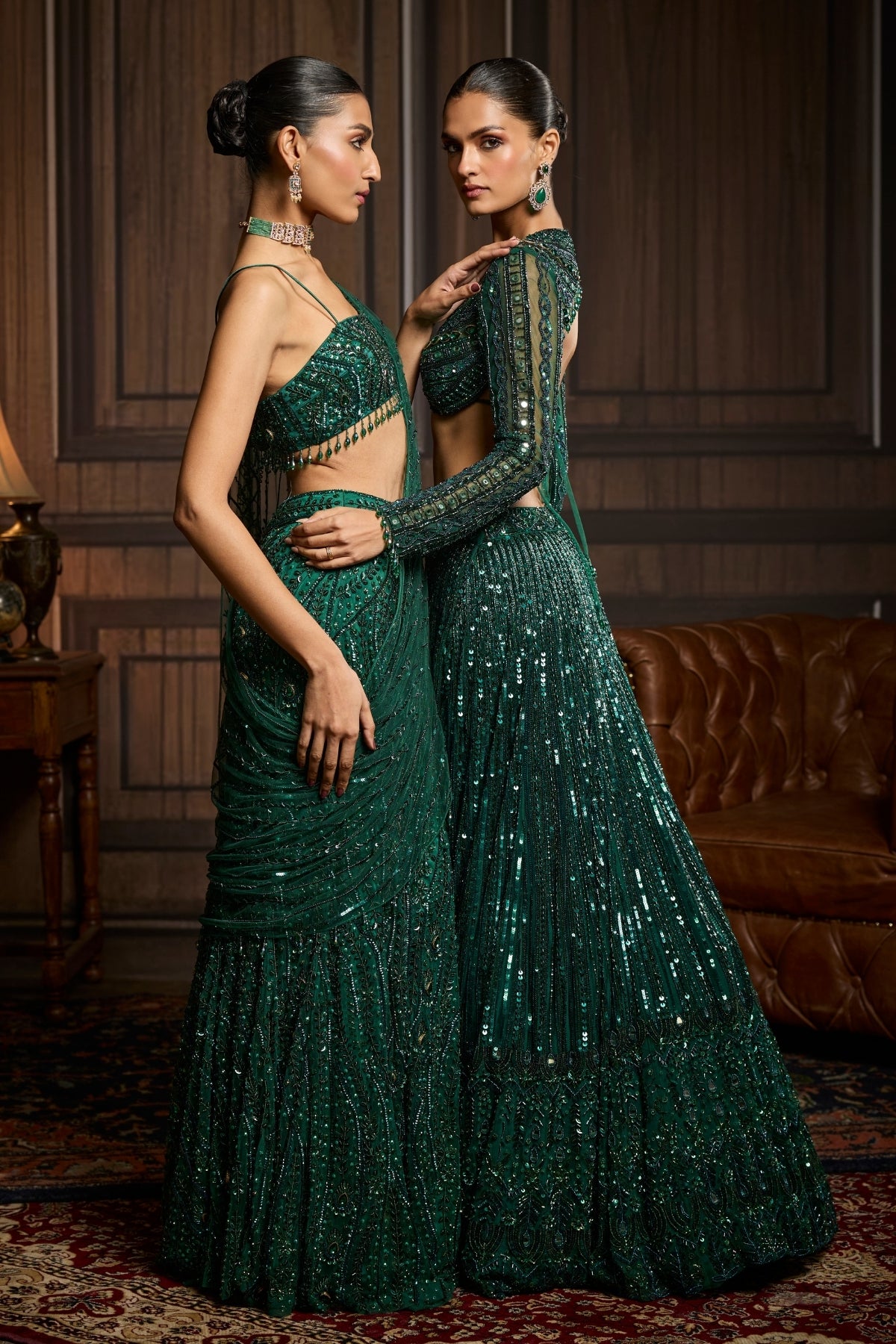 EMERALD GREEN EMBELLISHED LEHENGA SET
