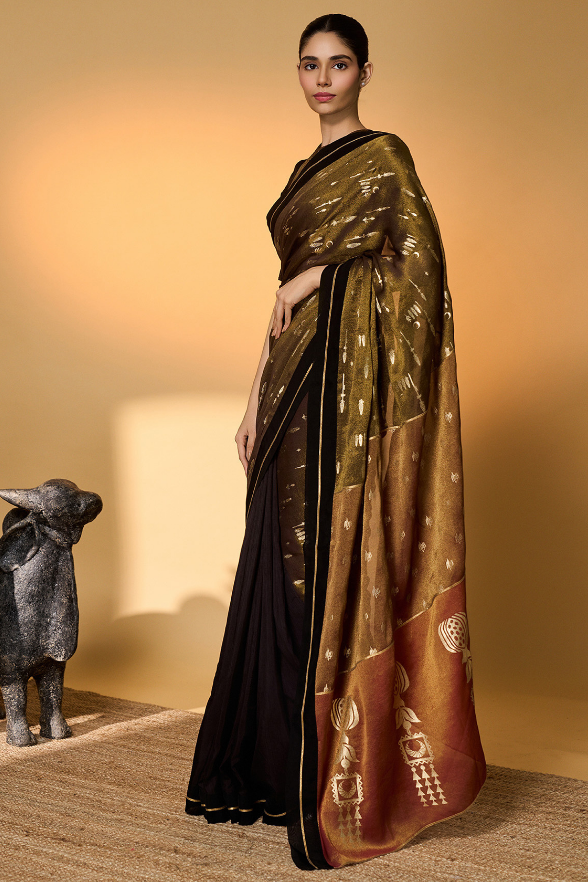 Midnight Amber Saree