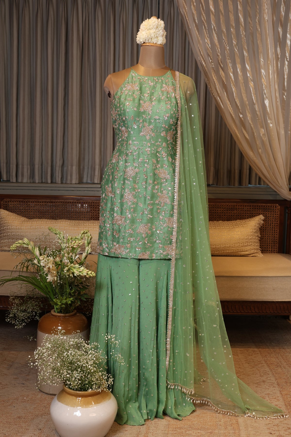 GREEN MEHEK PALLAZO