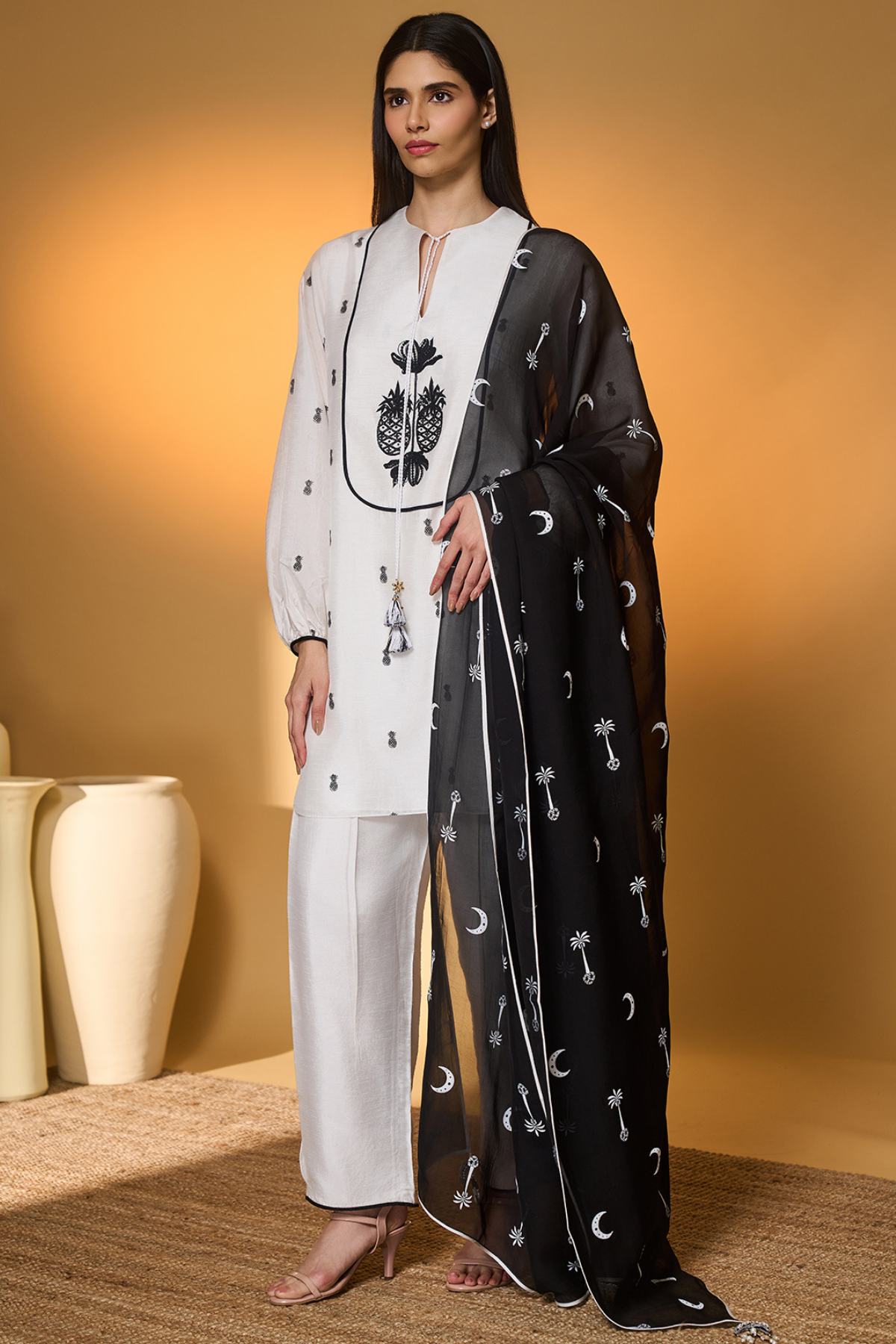 Ivory Pine-Code Kurta Set