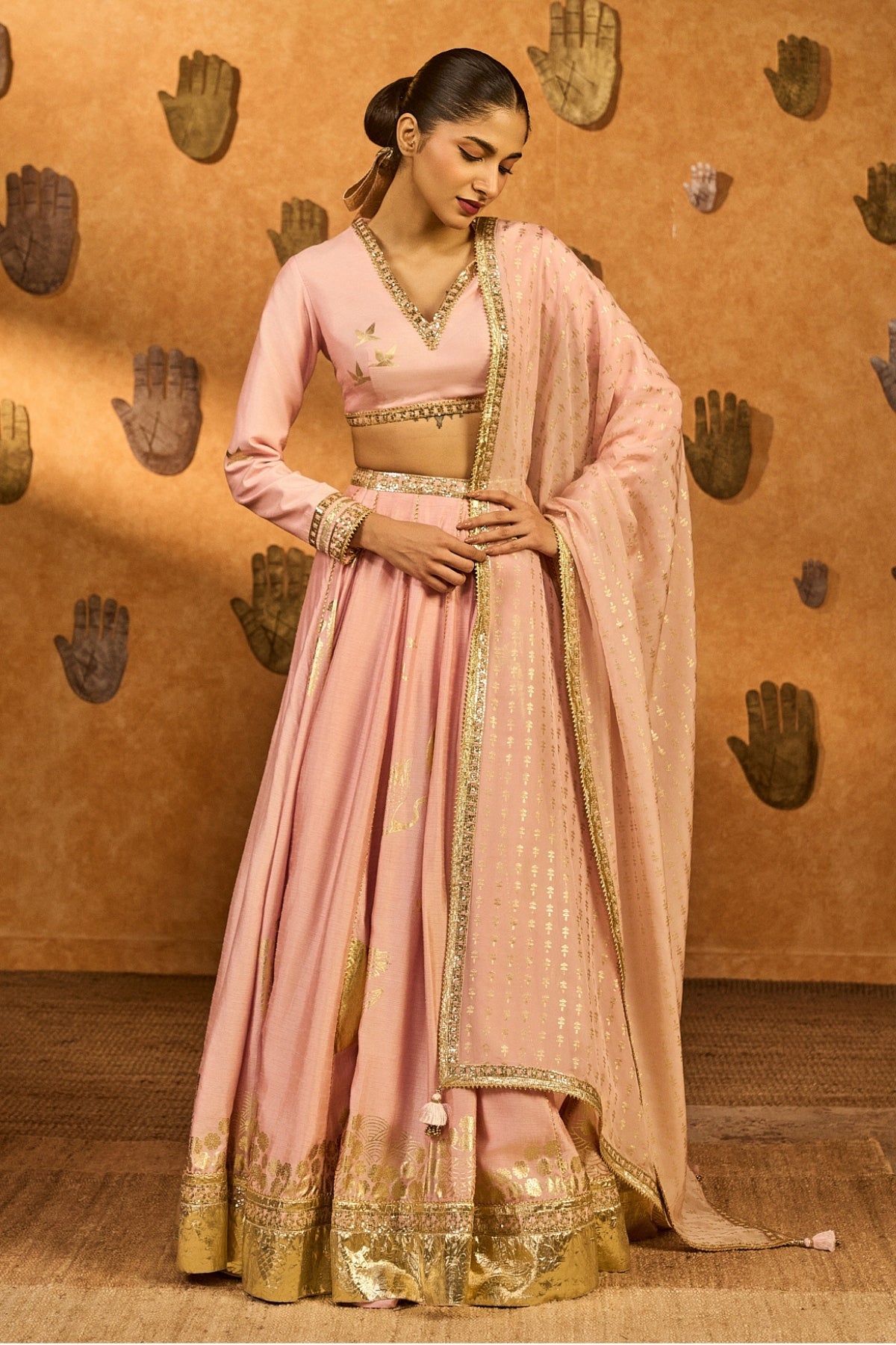 Baby Pink Mandarin Sky Lehenga Set