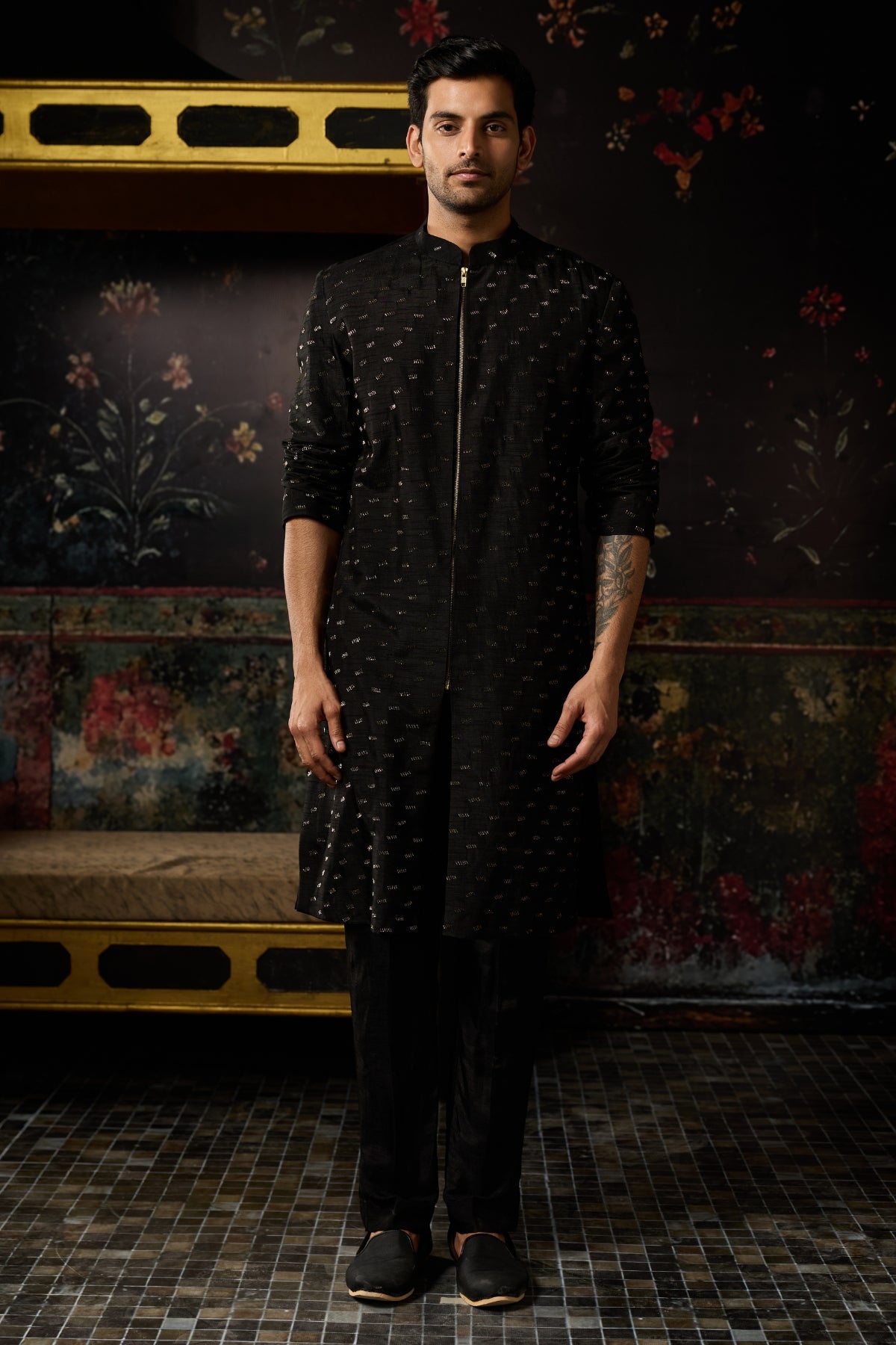 BLACK EMBROIDERED JACKET & PANTS