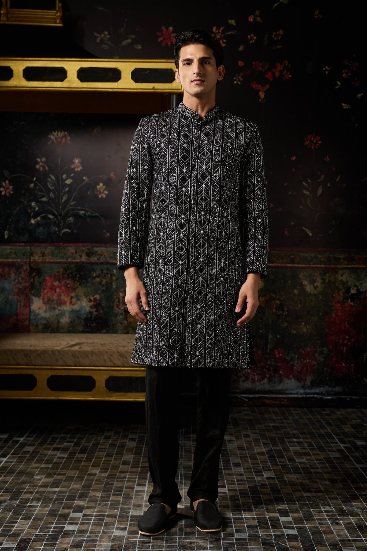 BLACK EMBROIDERED JACKET & PANTS