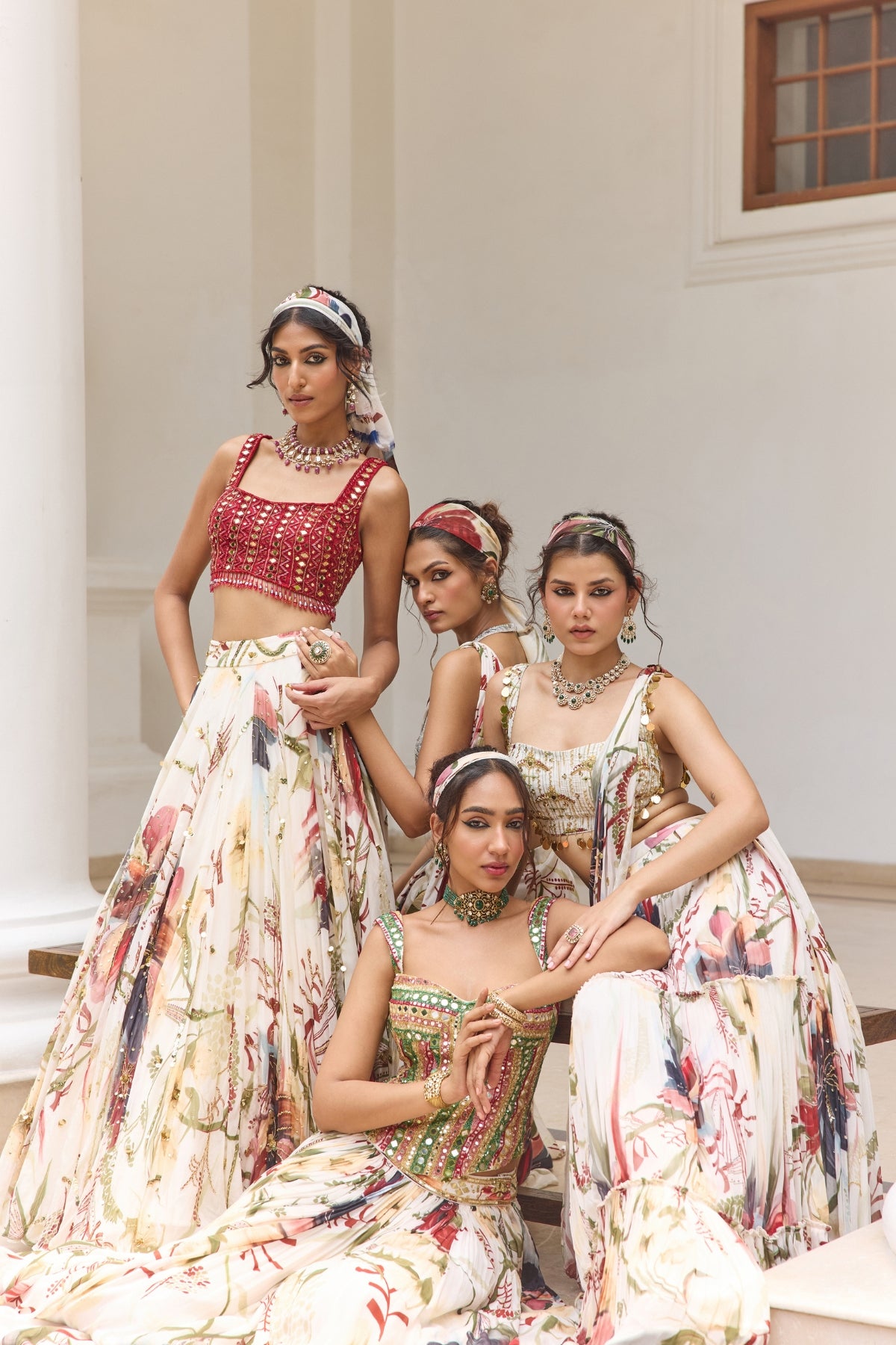 IVORY FLORAL PRINTED LEHENGA SET
