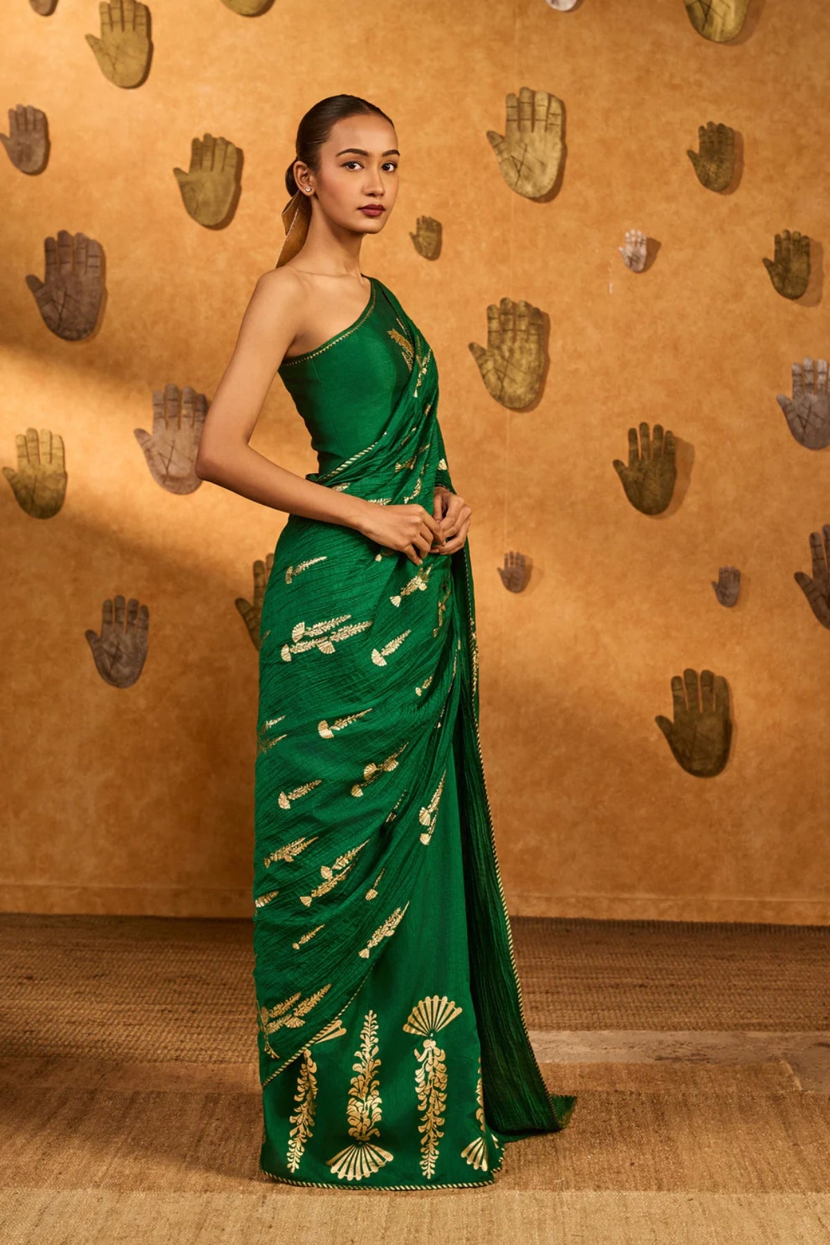 Green Cherry Wine Saree