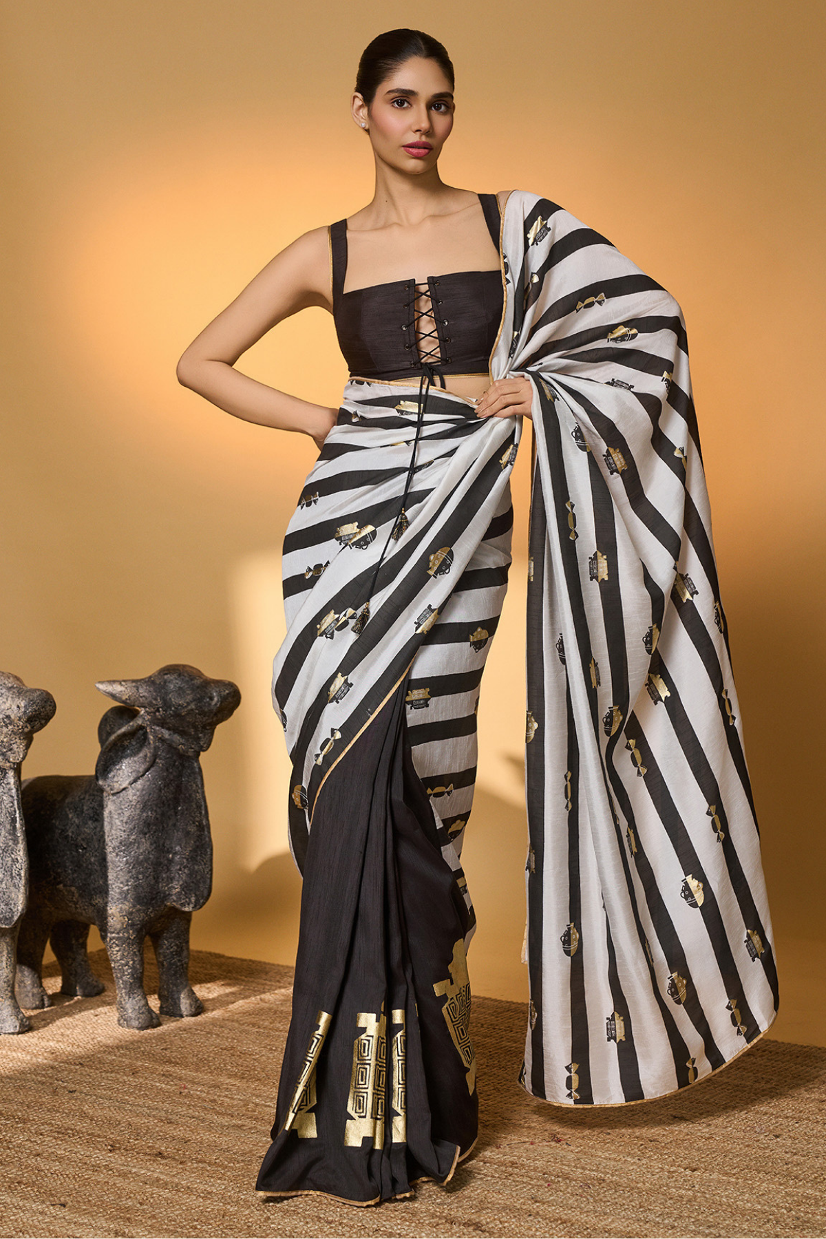 Black Stripes All Charms Saree