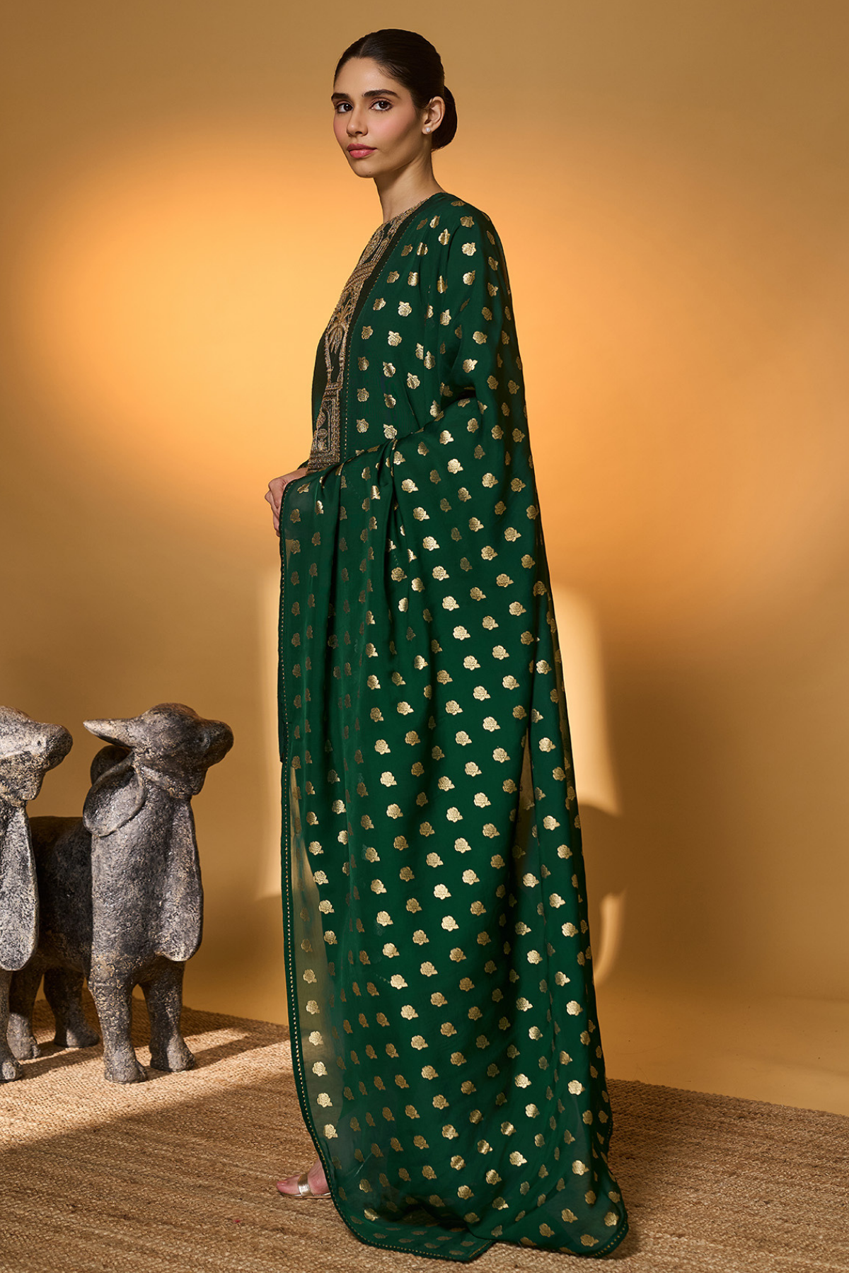 Green Trpoical Amber Arches Saree