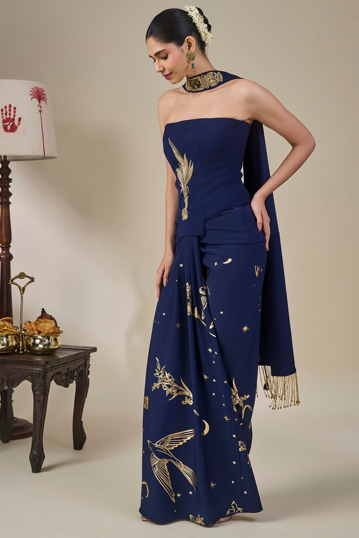 Blue Cosmic Birdsong Corset Set