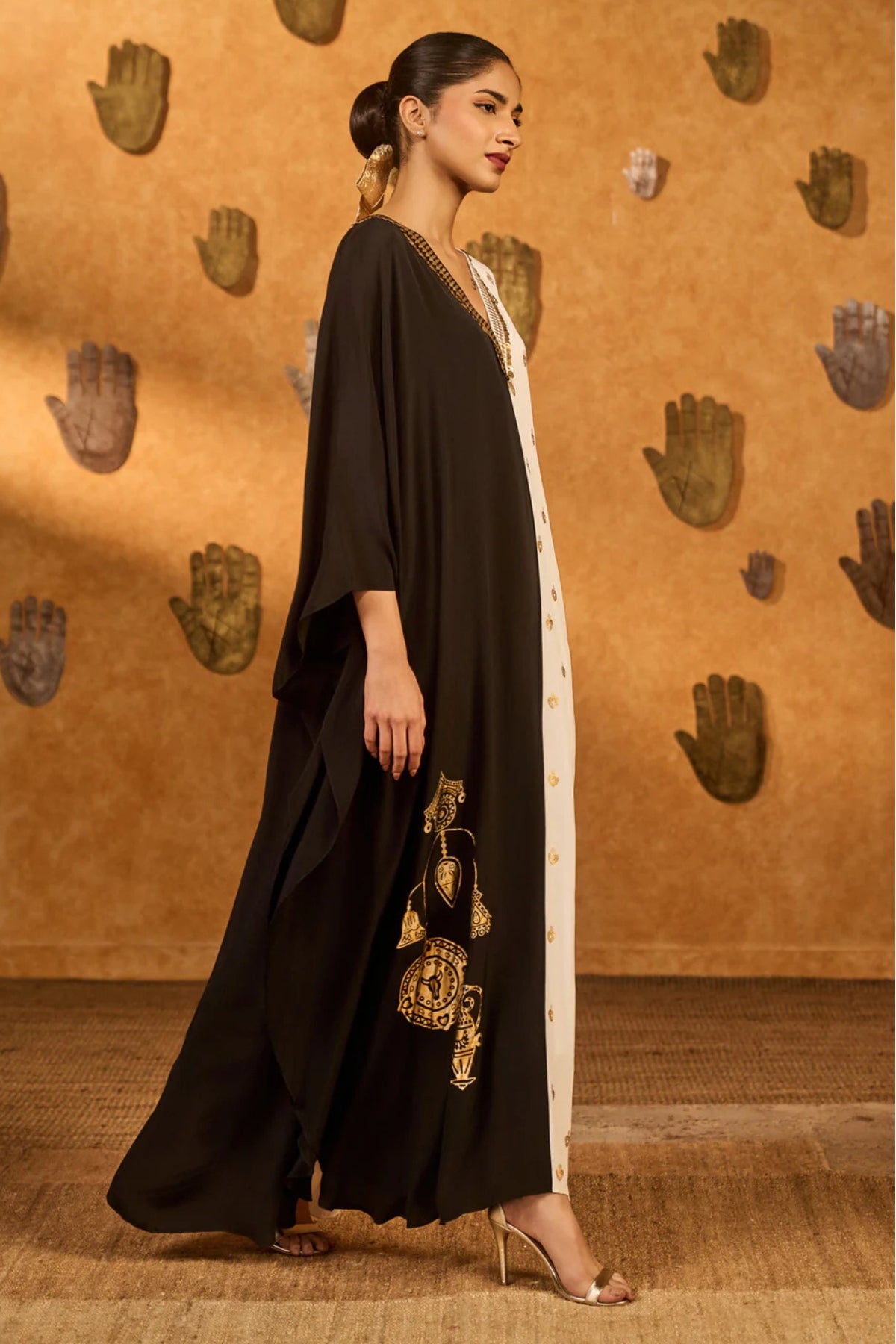 Black And White Heartbeat Kaftan