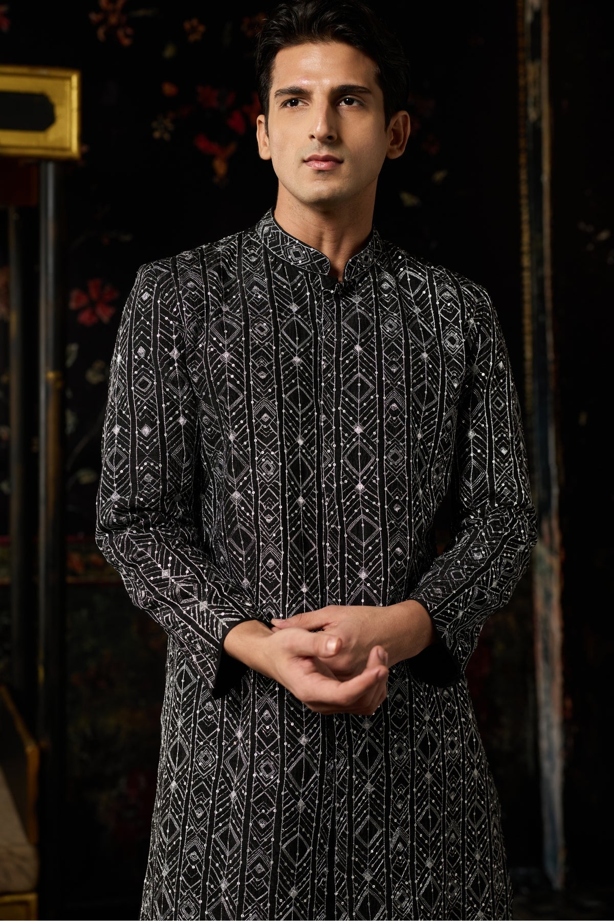 BLACK EMBROIDERED JACKET & PANTS