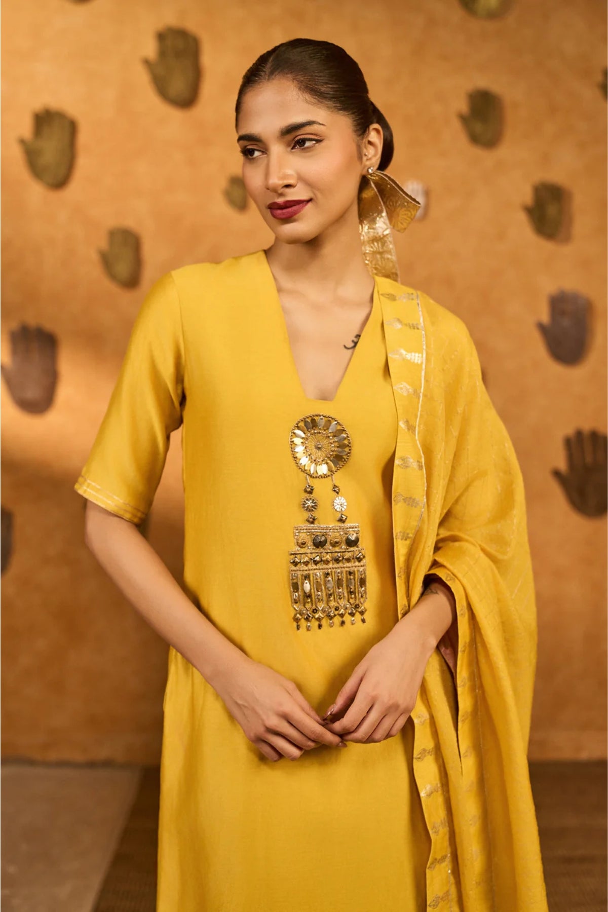 Spiced Ochre Gilded Kettle Kurta Set