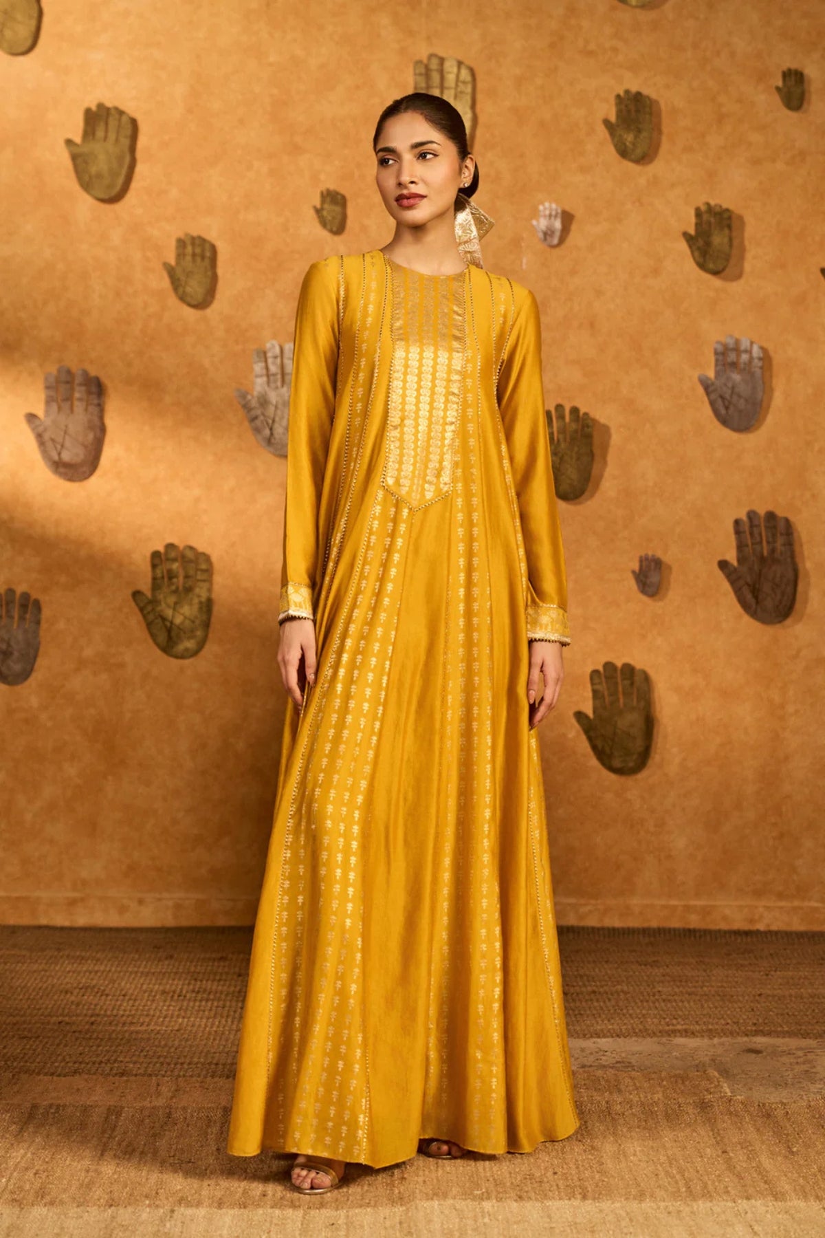 Ochre Snow Light Anarkali Set
