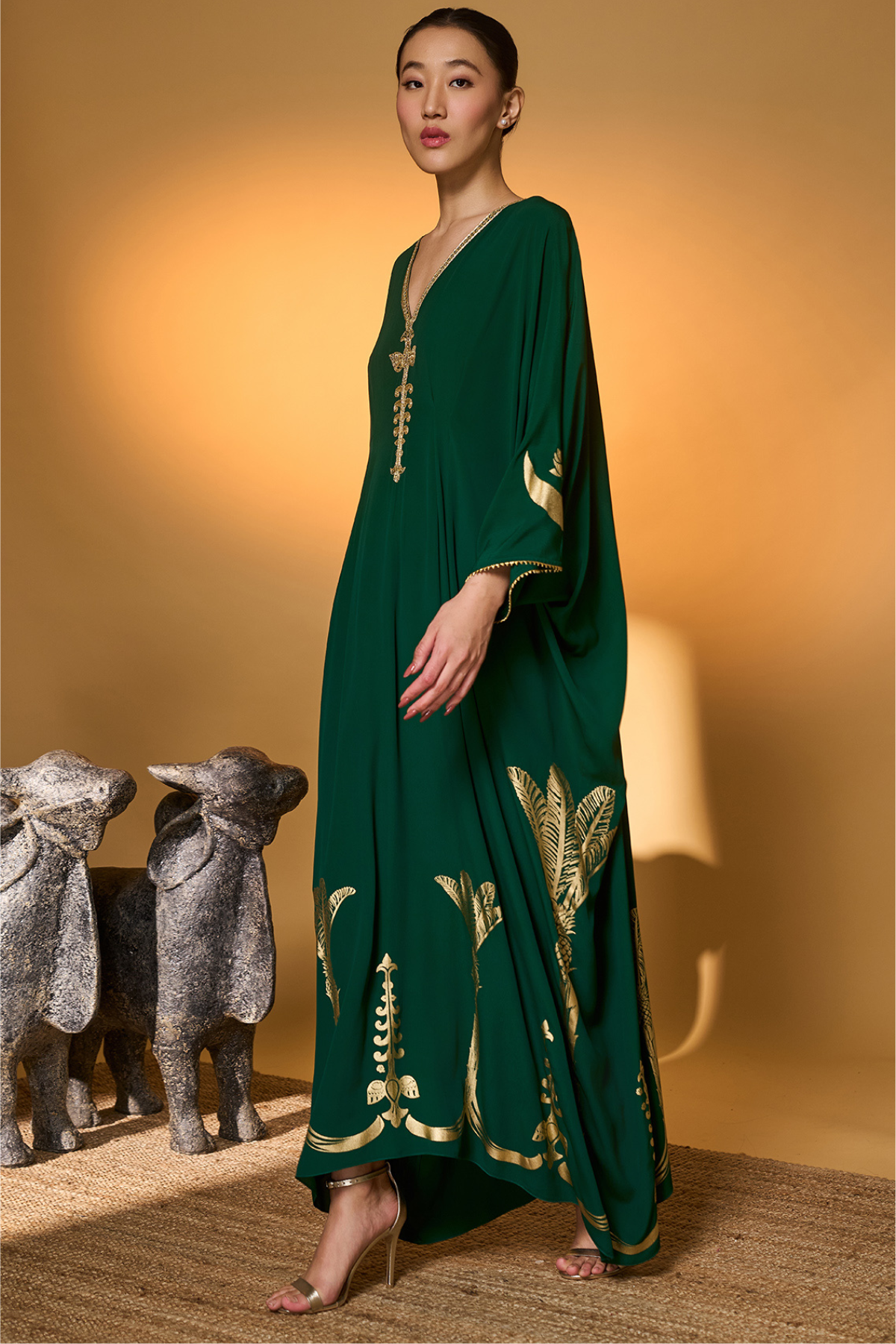 Green Palm Tress Kaftan