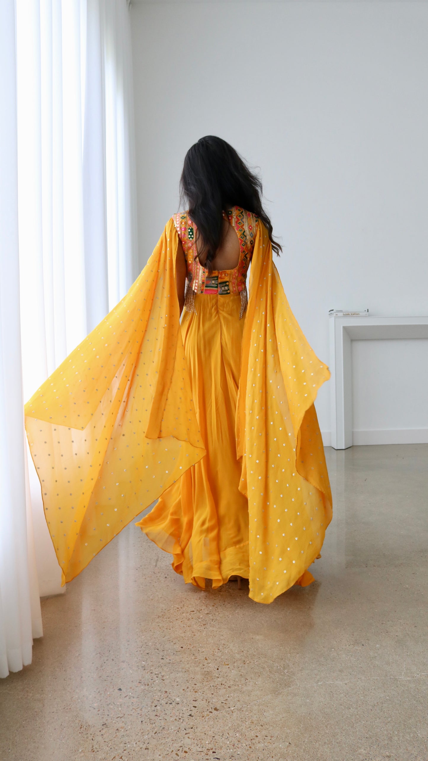 Mango Cape Sleeve Gown