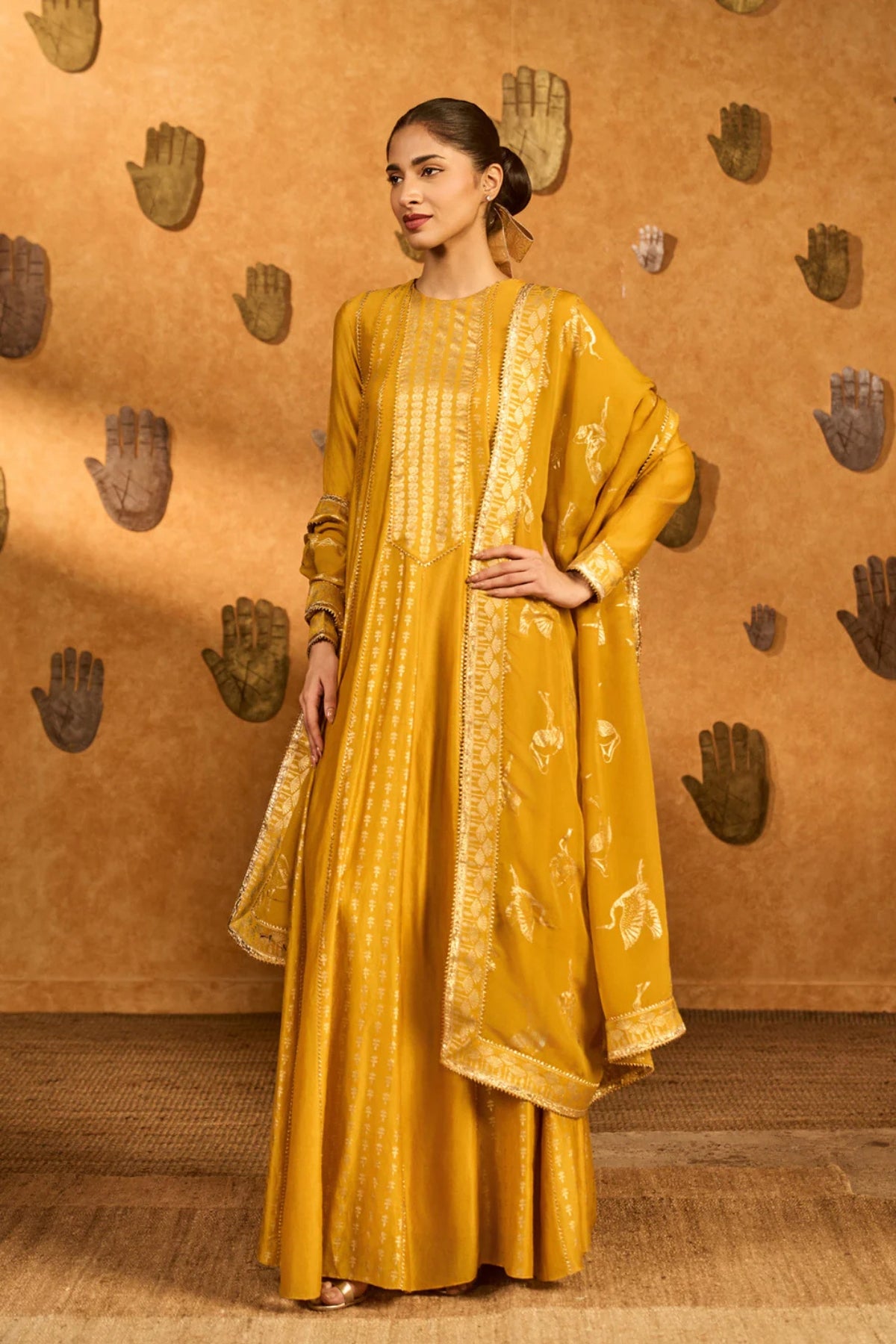 Ochre Snow Light Anarkali Set