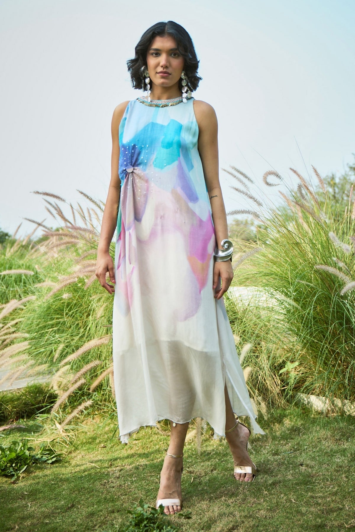 Flowy Blue & off white Radient Dress