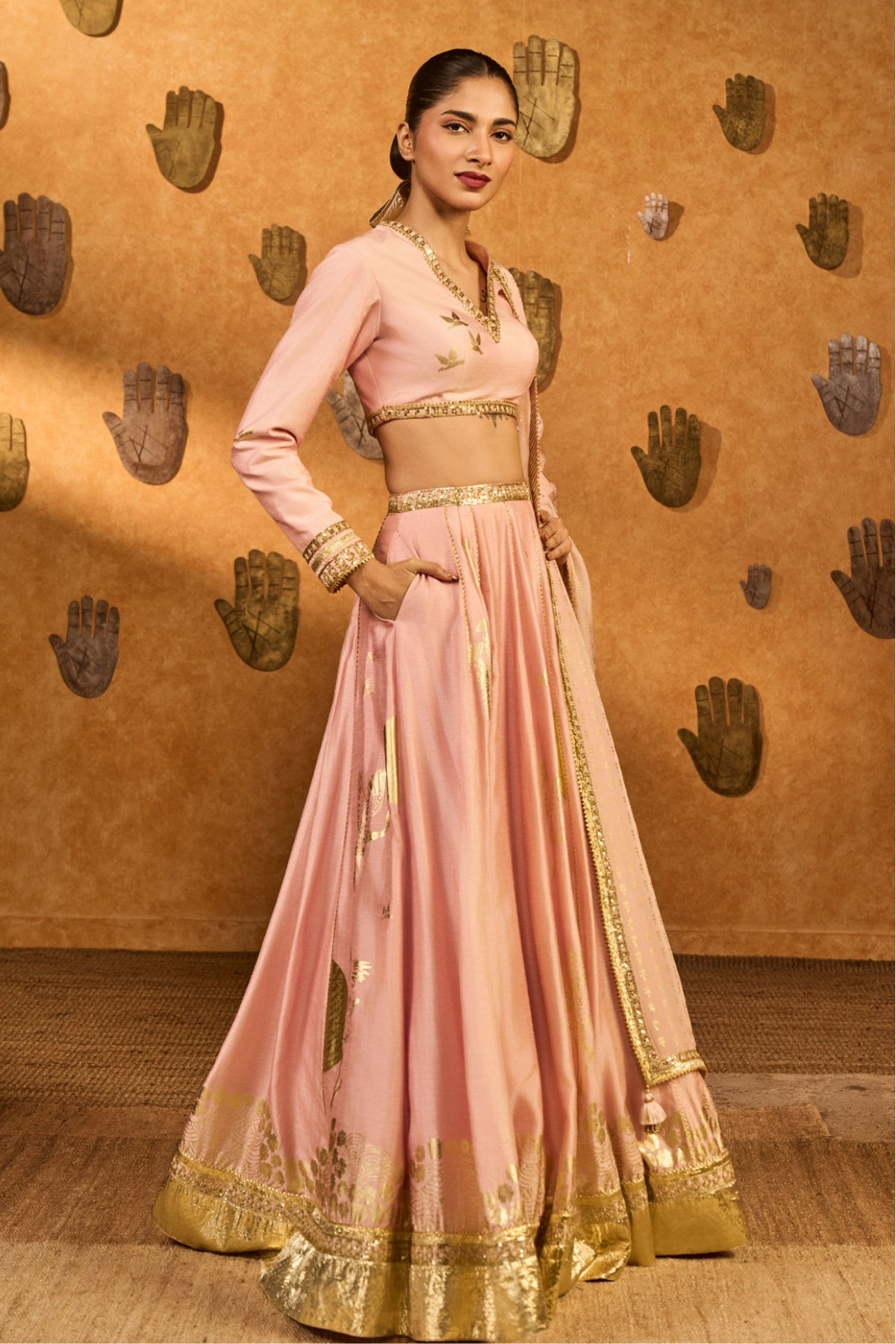 Baby Pink Mandarin Sky Lehenga Set