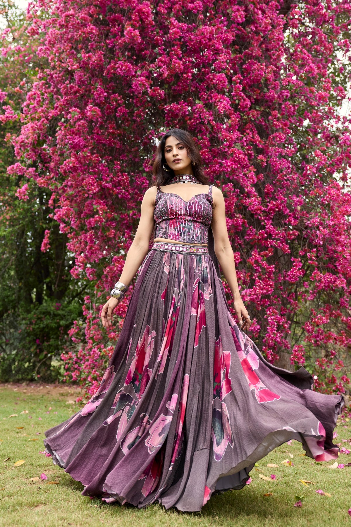 PLUMICIOUS PINK FLORAL LEHENGA SET