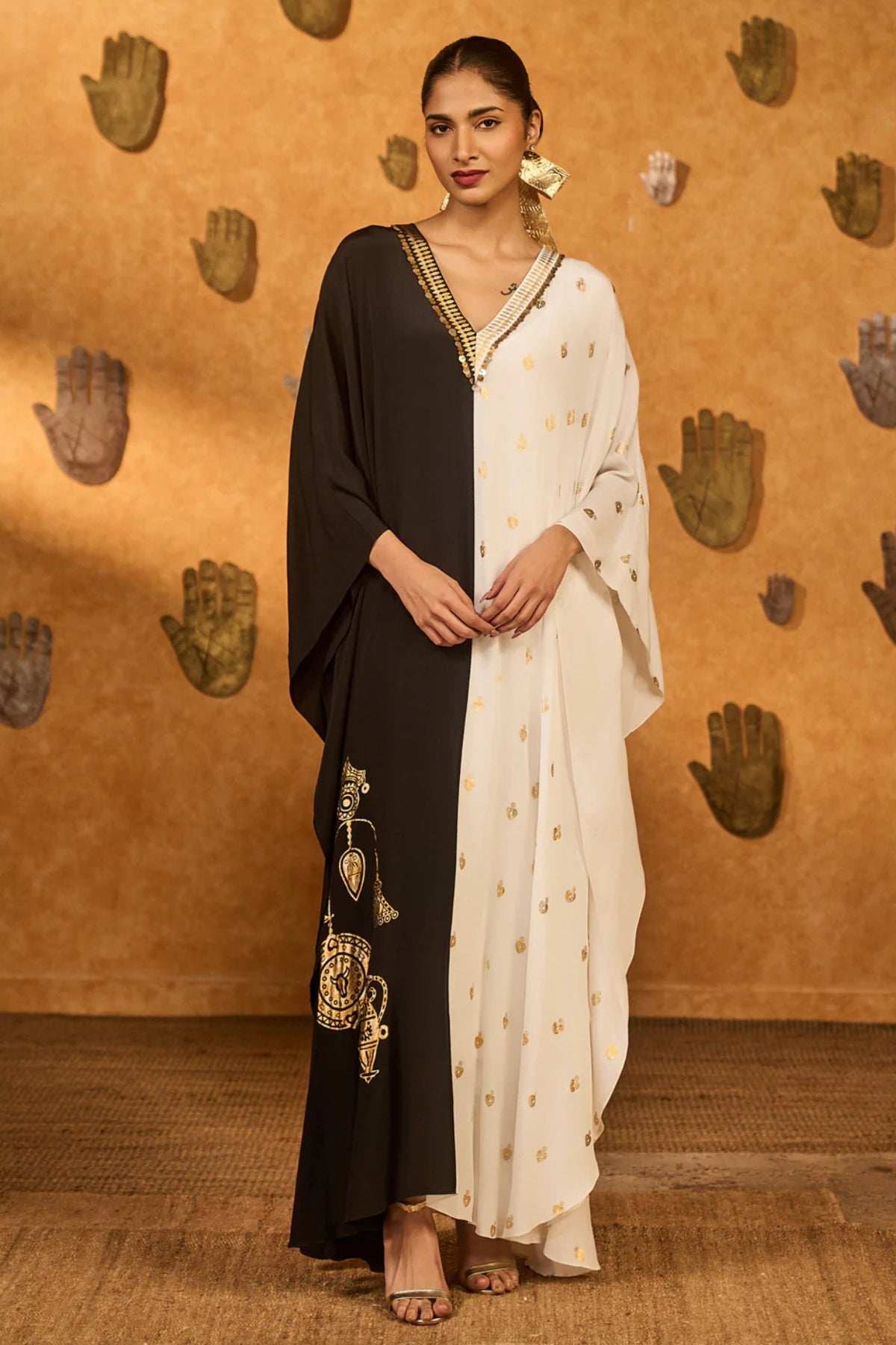 Black And White Heartbeat Kaftan