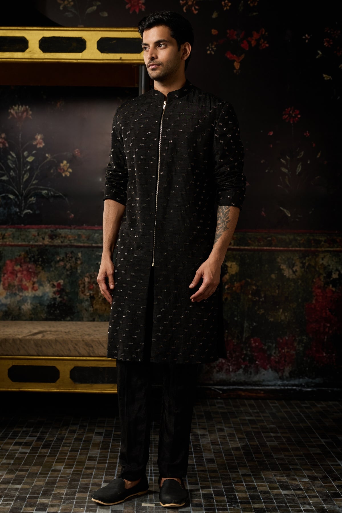 BLACK EMBROIDERED JACKET & PANTS