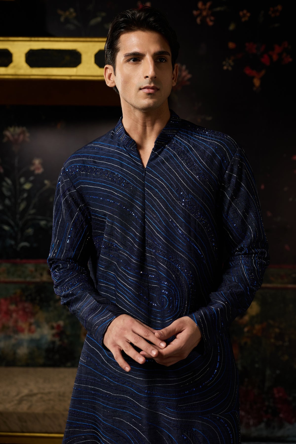 BLUE EMBROIDERED KURTA WITH PANTS