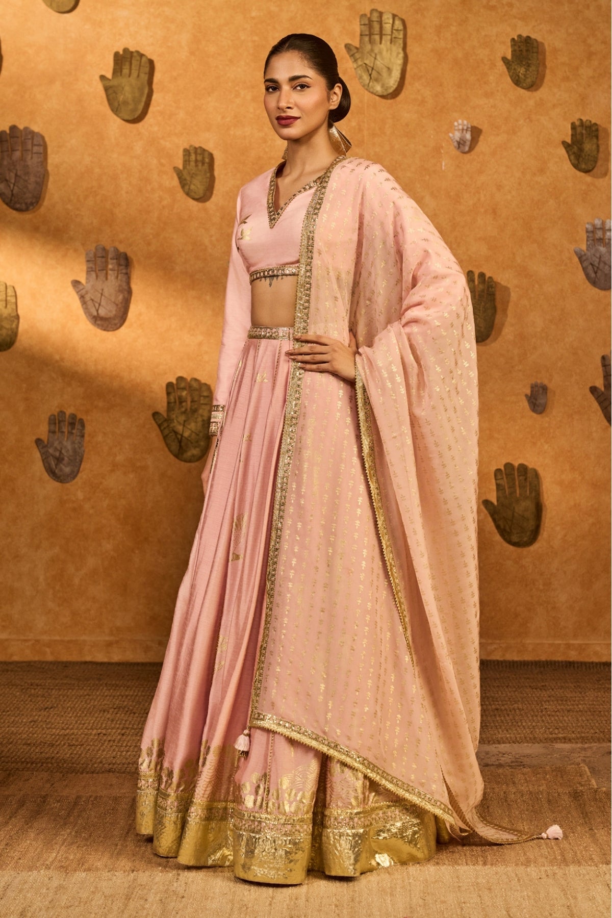 Baby Pink Mandarin Sky Lehenga Set
