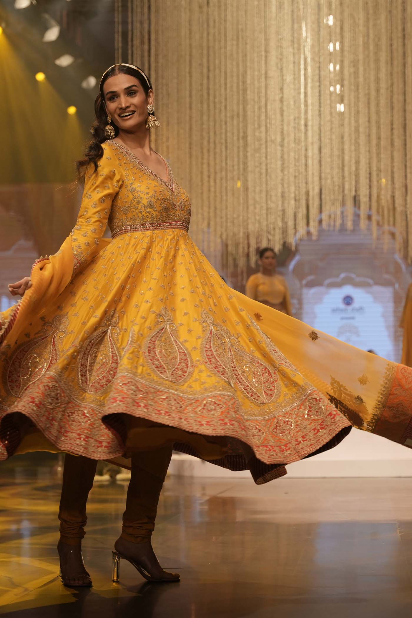 Shazia - Mustard Anarkaali with Chooridaar