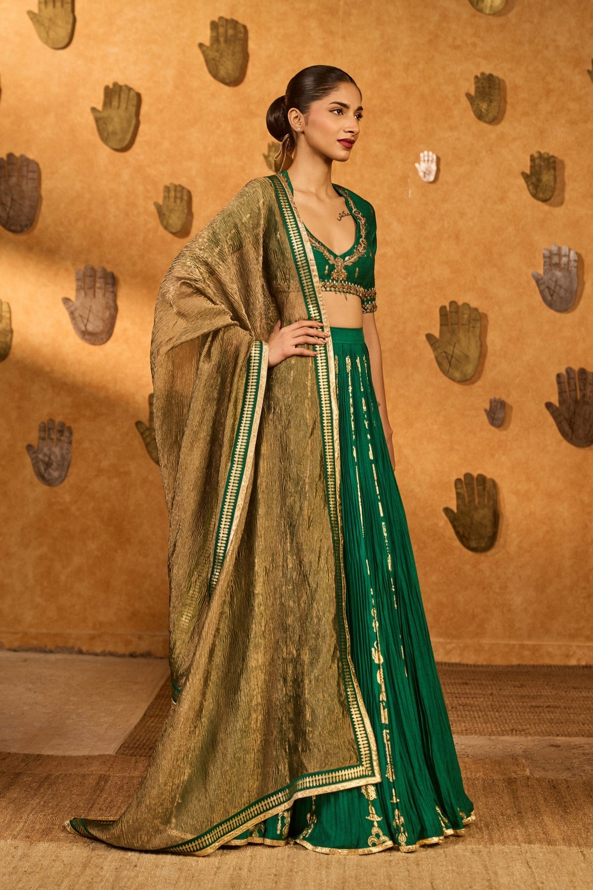 Green Totem Line Lehenga  Set