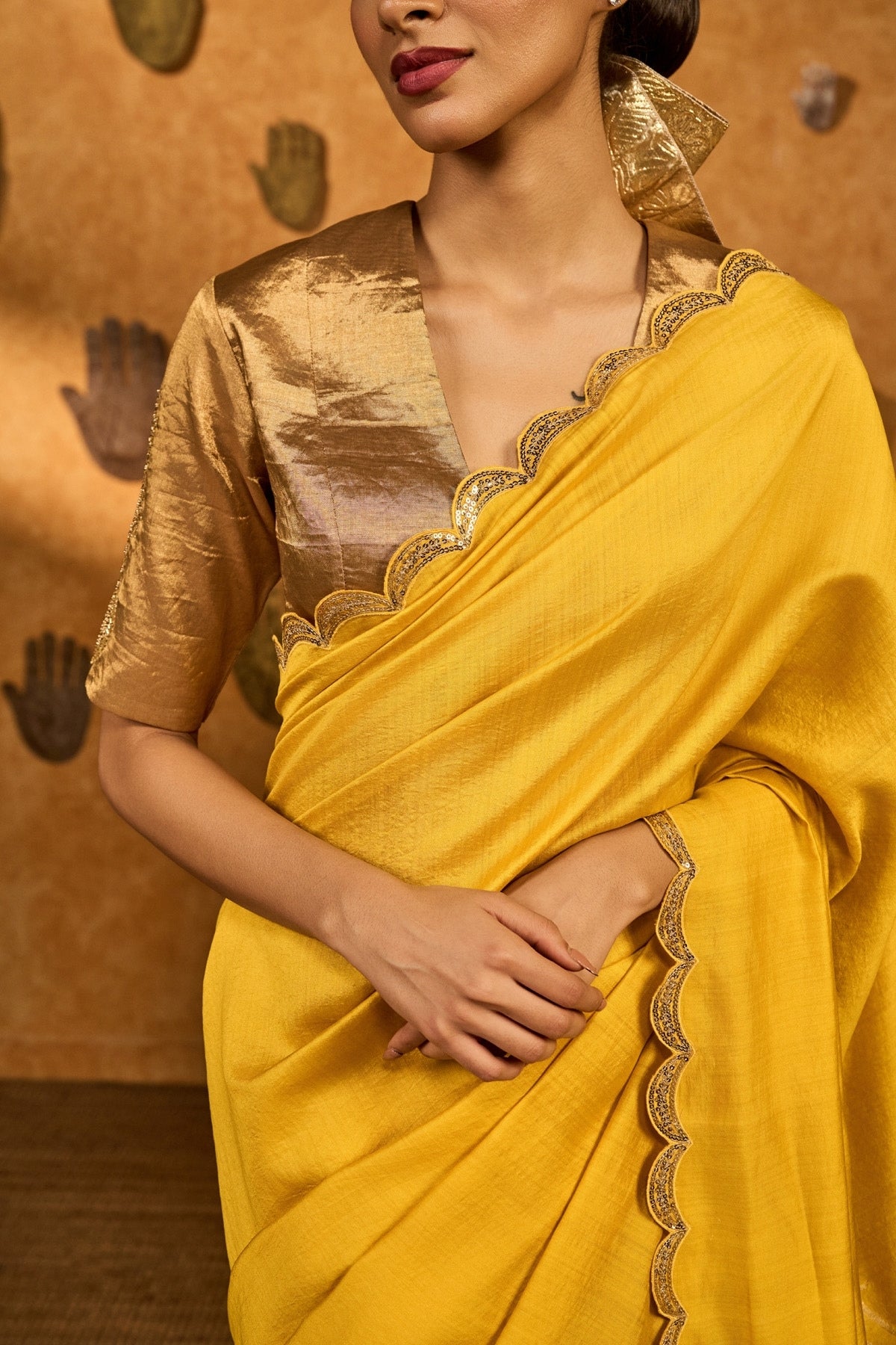 Yellow Bird Tales Saree