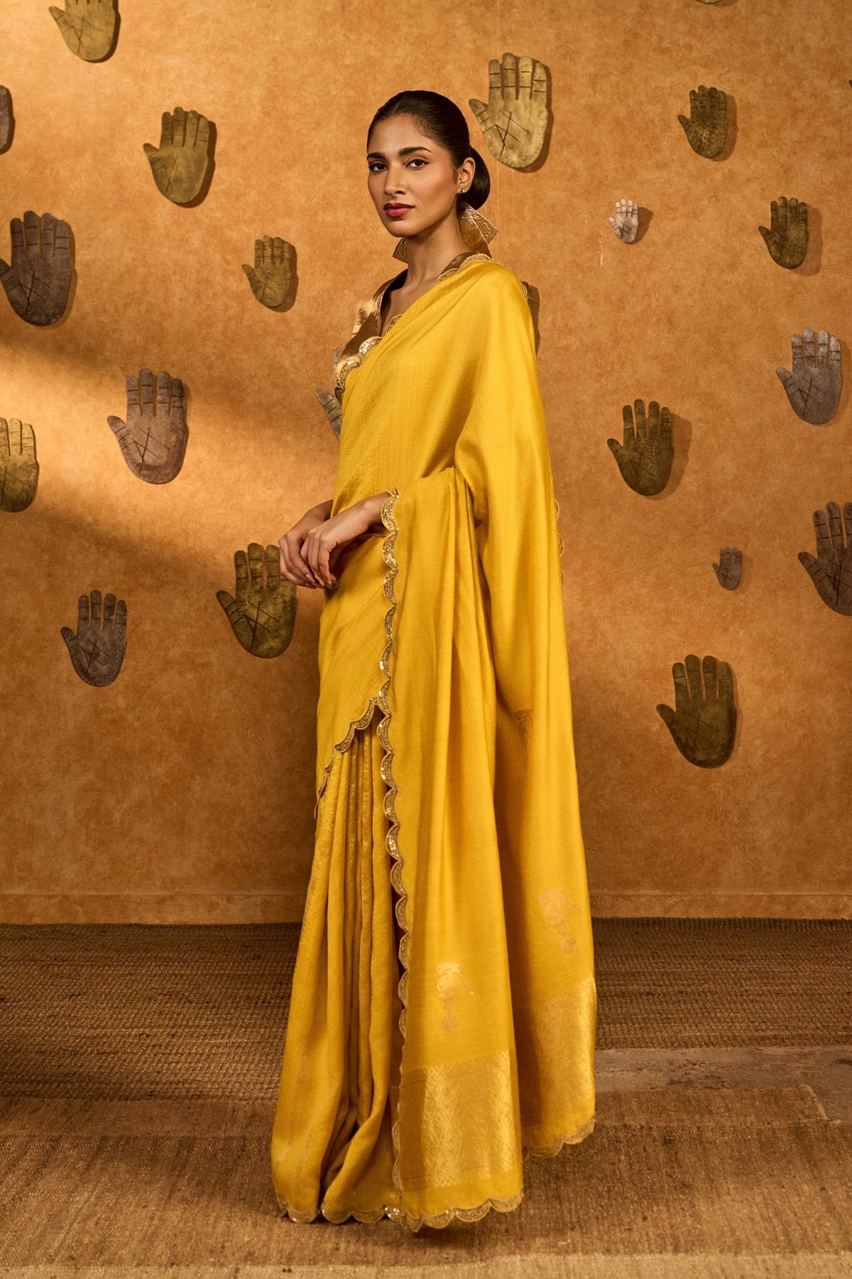 Yellow Bird Tales Saree