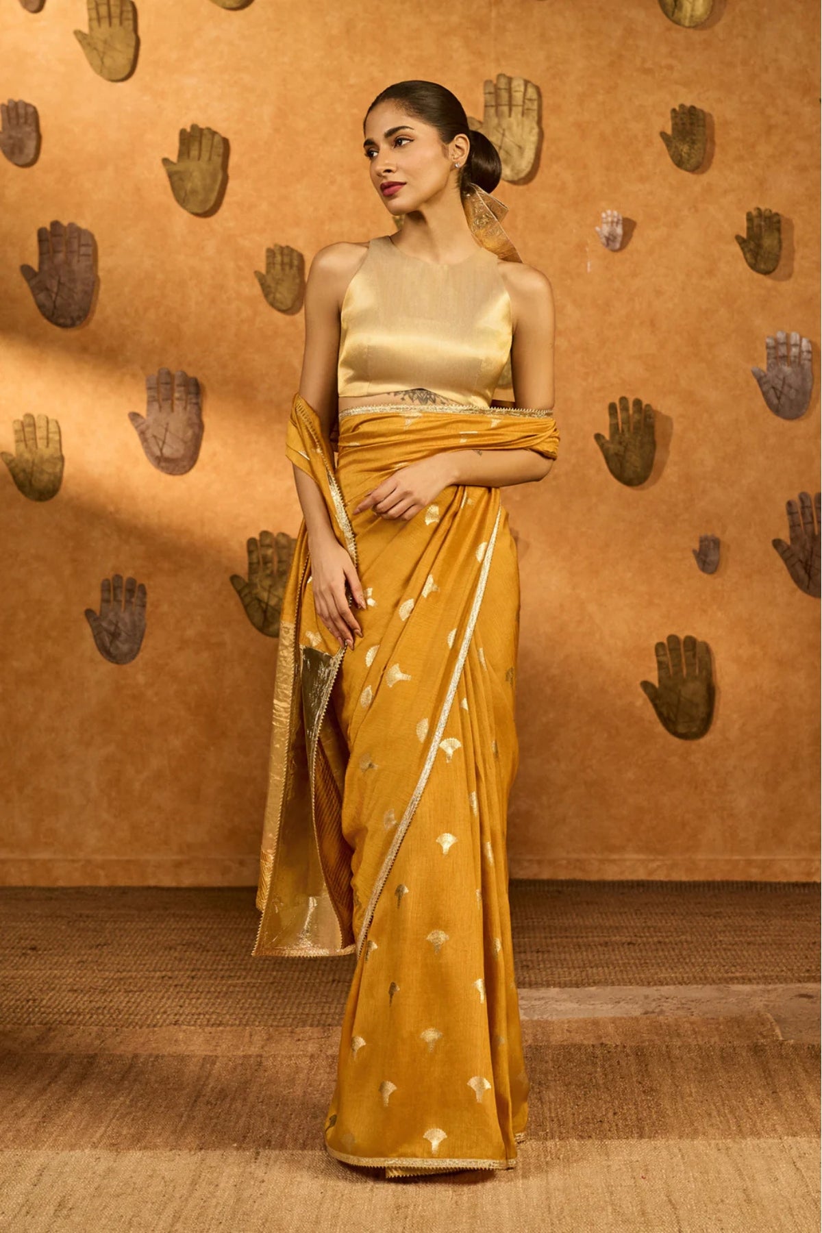 OCHRE TEA BLOSSOM SAREE