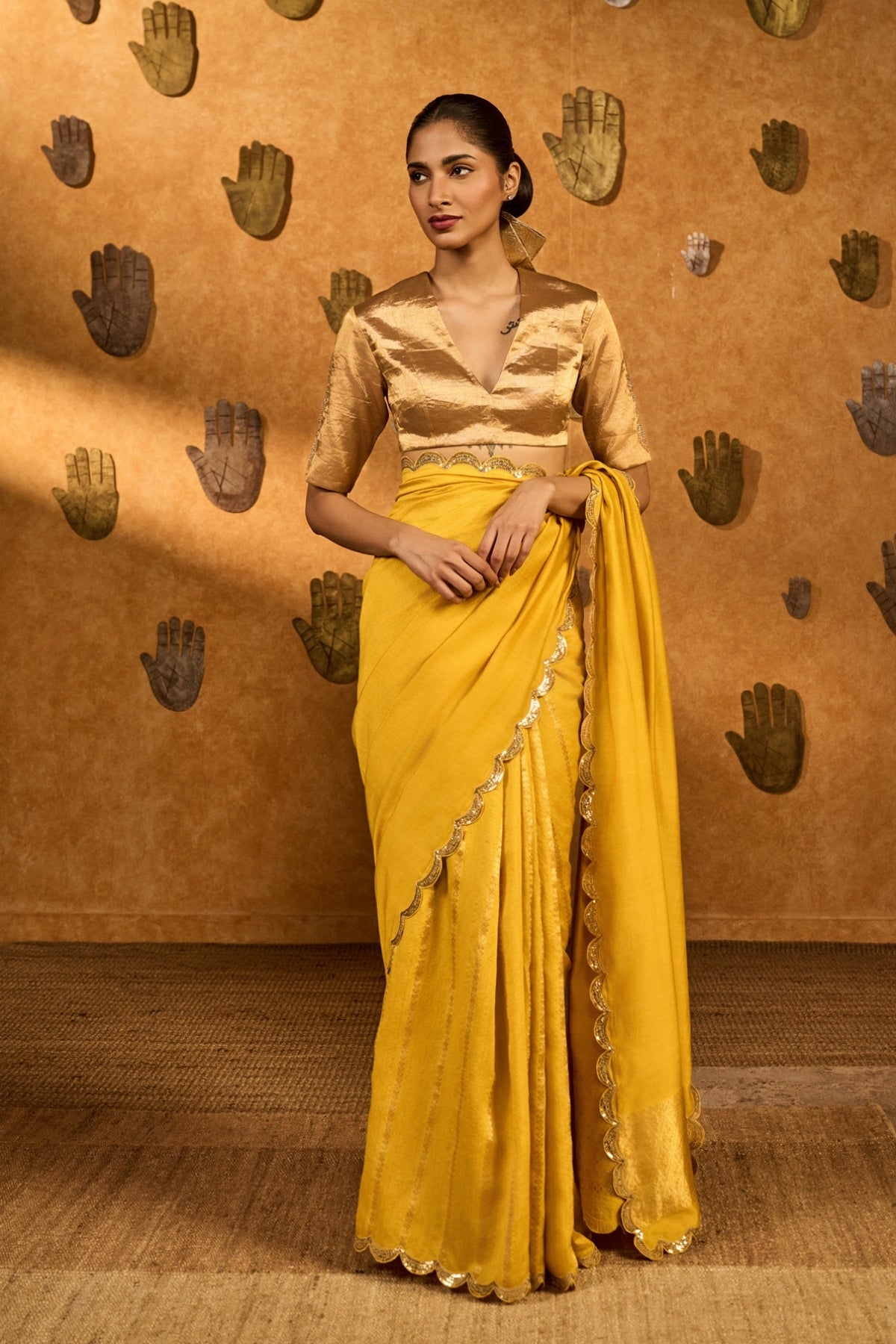 Yellow Bird Tales Saree