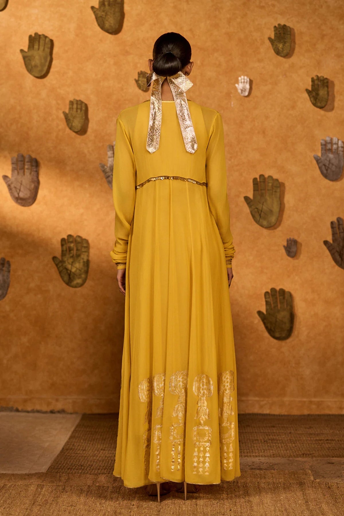 Spiced Ochre Pop Pendant Anarkali Set