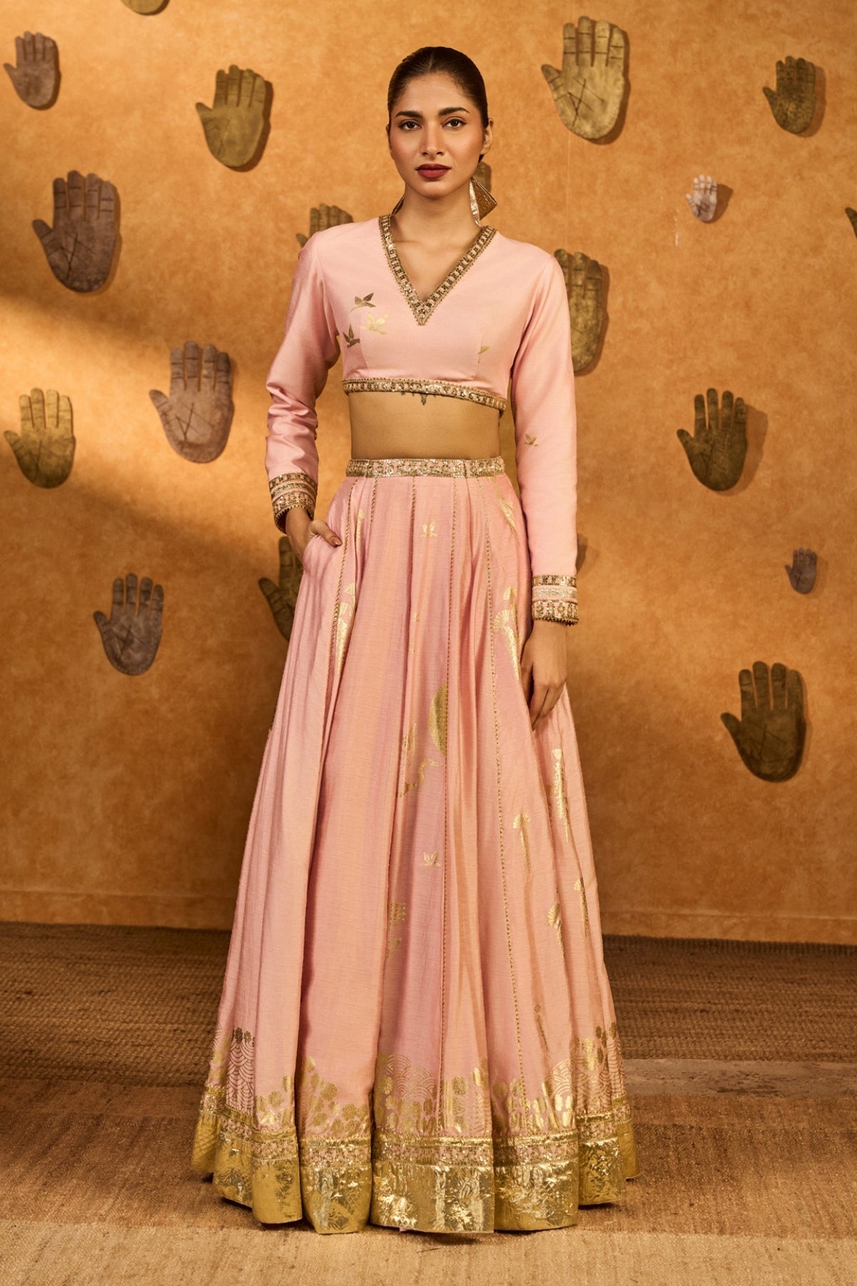 Baby Pink Mandarin Sky Lehenga Set