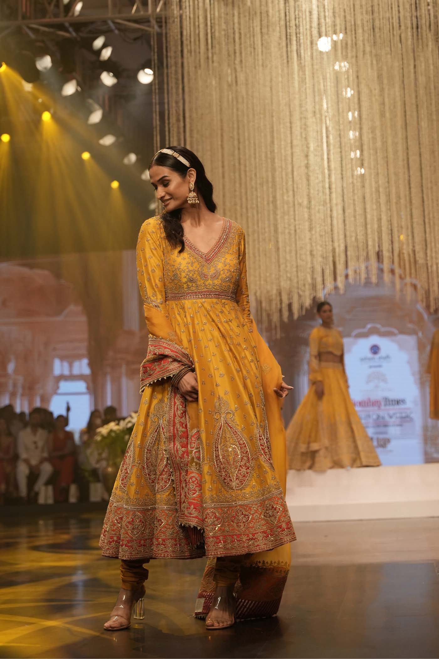 Shazia - Mustard Anarkaali with Chooridaar