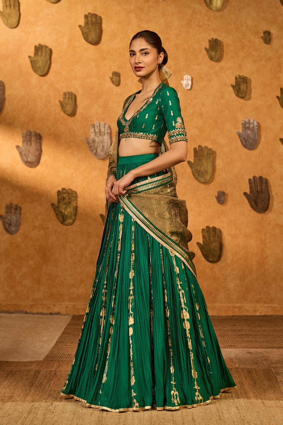 Green Totem Line Lehenga  Set