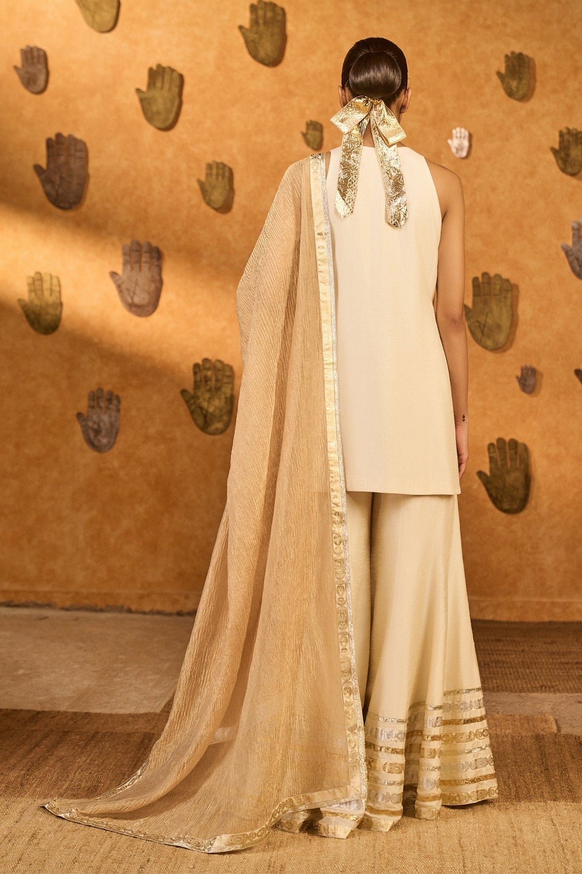 IVORY GILDED SHARARA SET