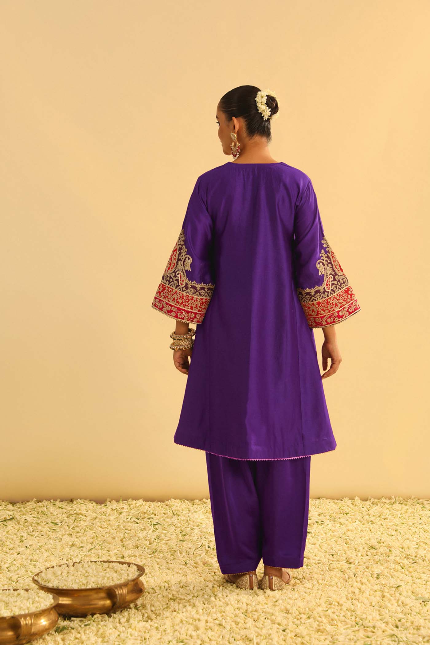Mehrish - Purple Short Kalidaar Choga with Salwar