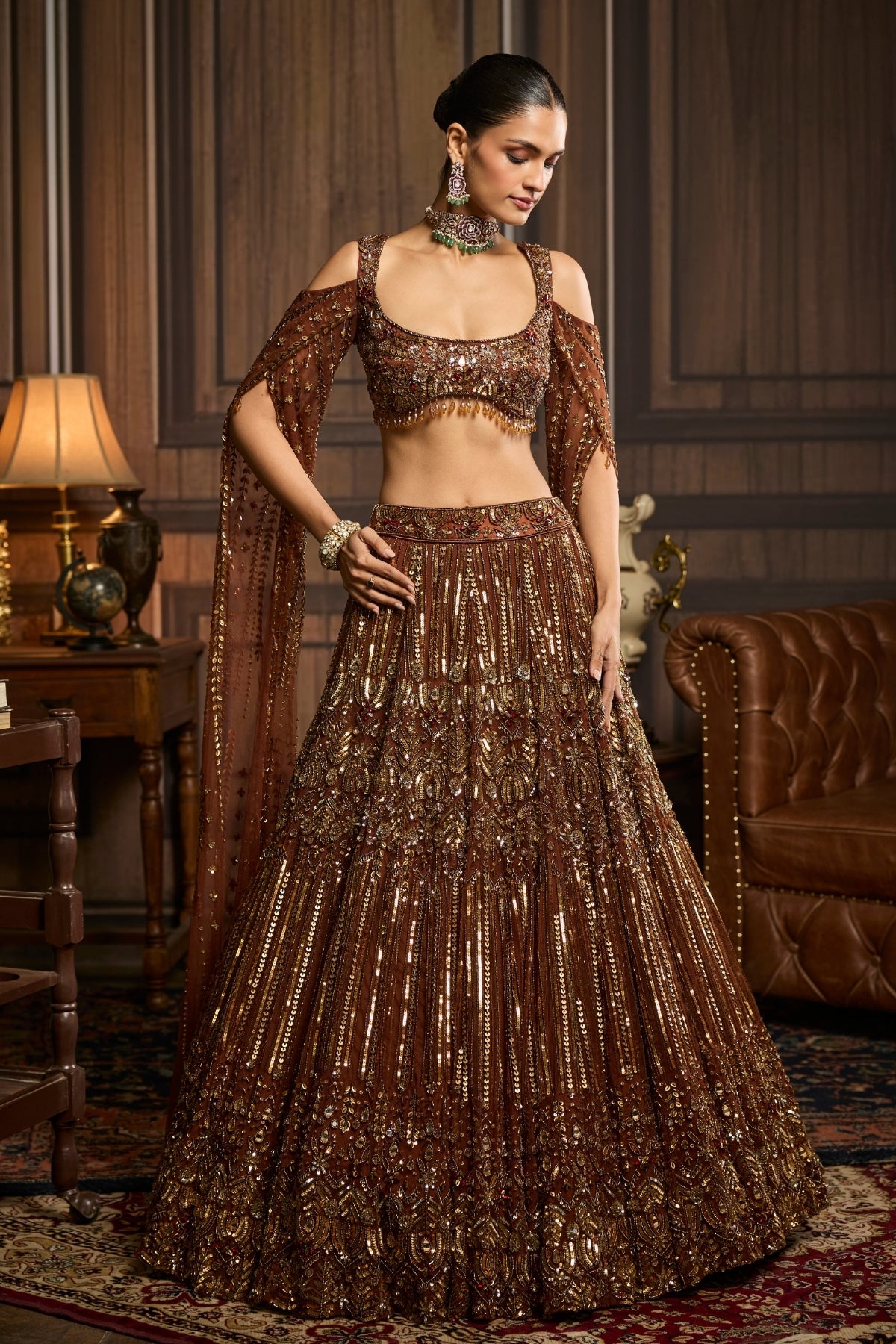 METALLIC GOLD EMBELLISHED LEHENGA SET