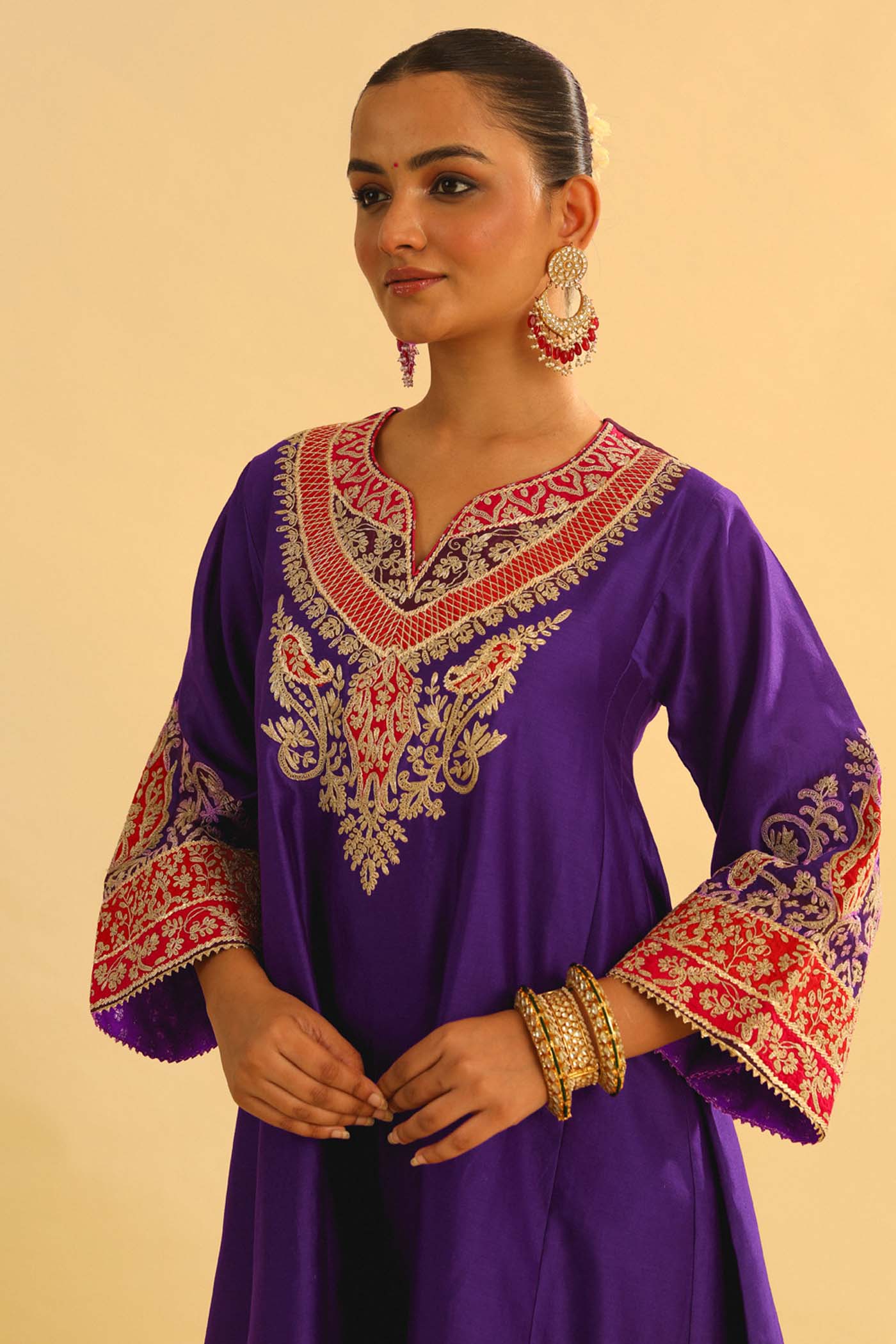 Mehrish - Purple Short Kalidaar Choga with Salwar