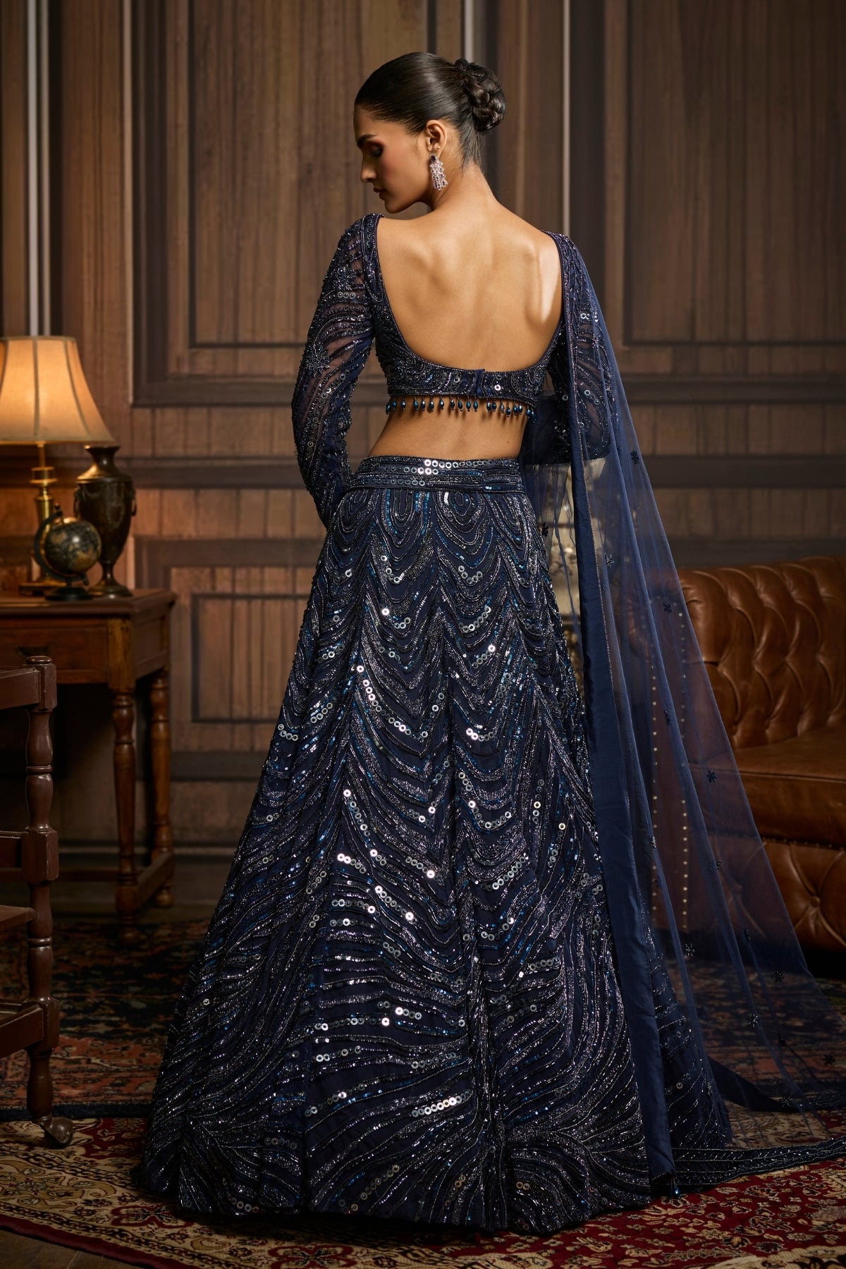 MIDNIGHT BLUE EMBELLISHED LEHENGA SET