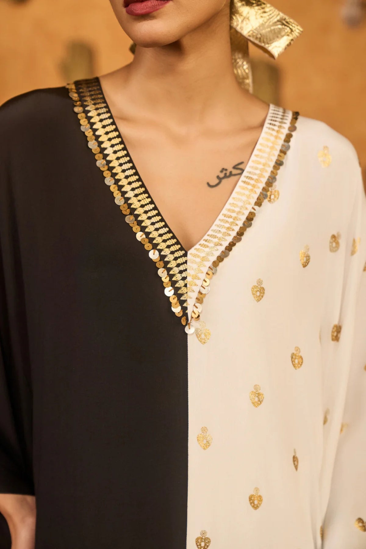 Black And White Heartbeat Kaftan