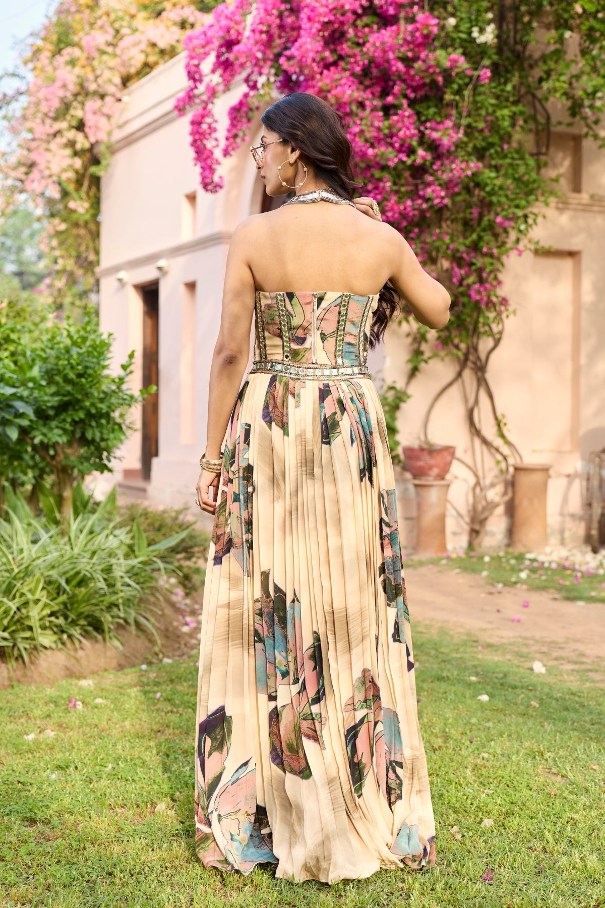 BEIGE FLORAL LEHENGA SET