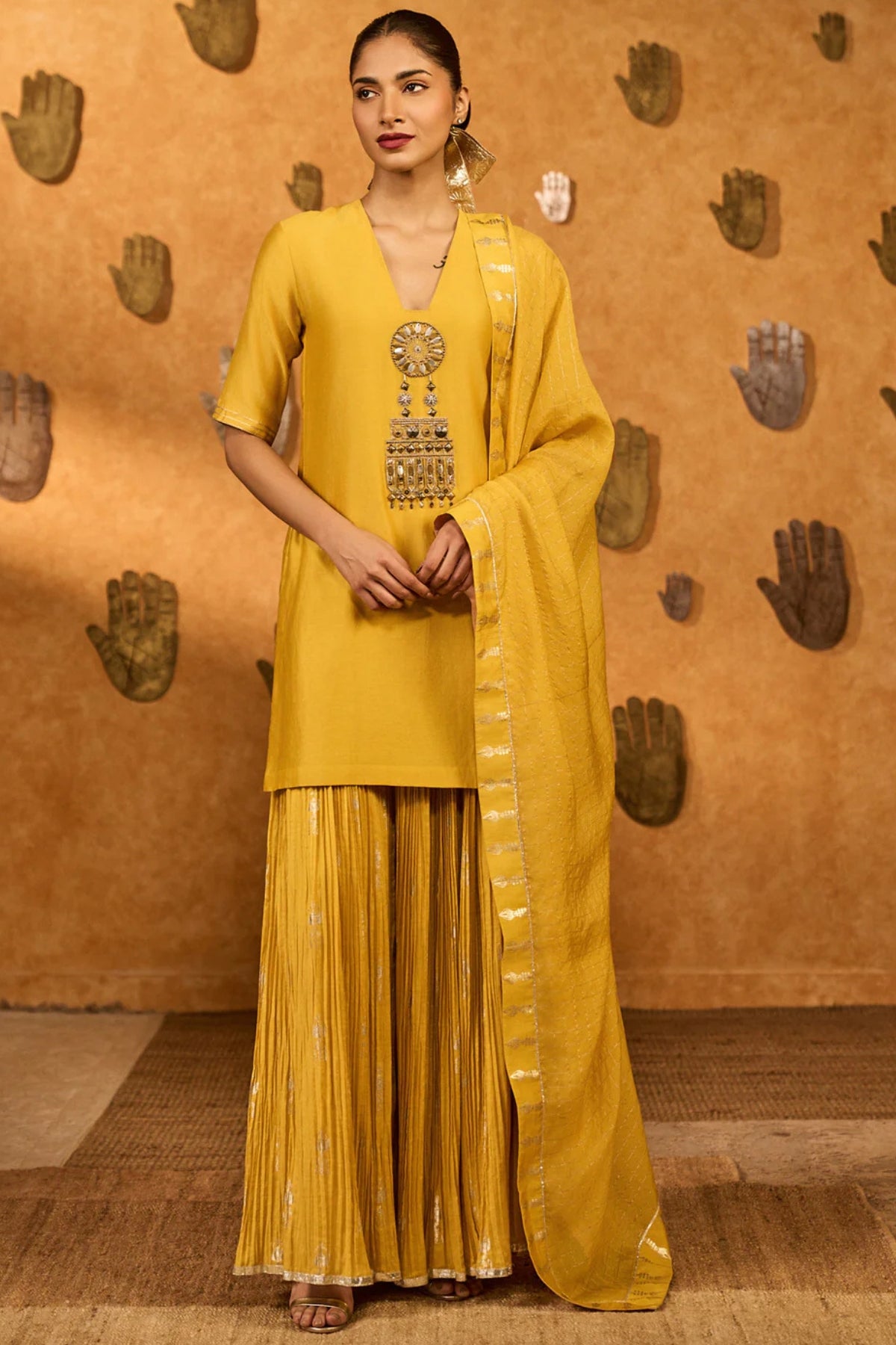 Spiced Ochre Gilded Kettle Kurta Set