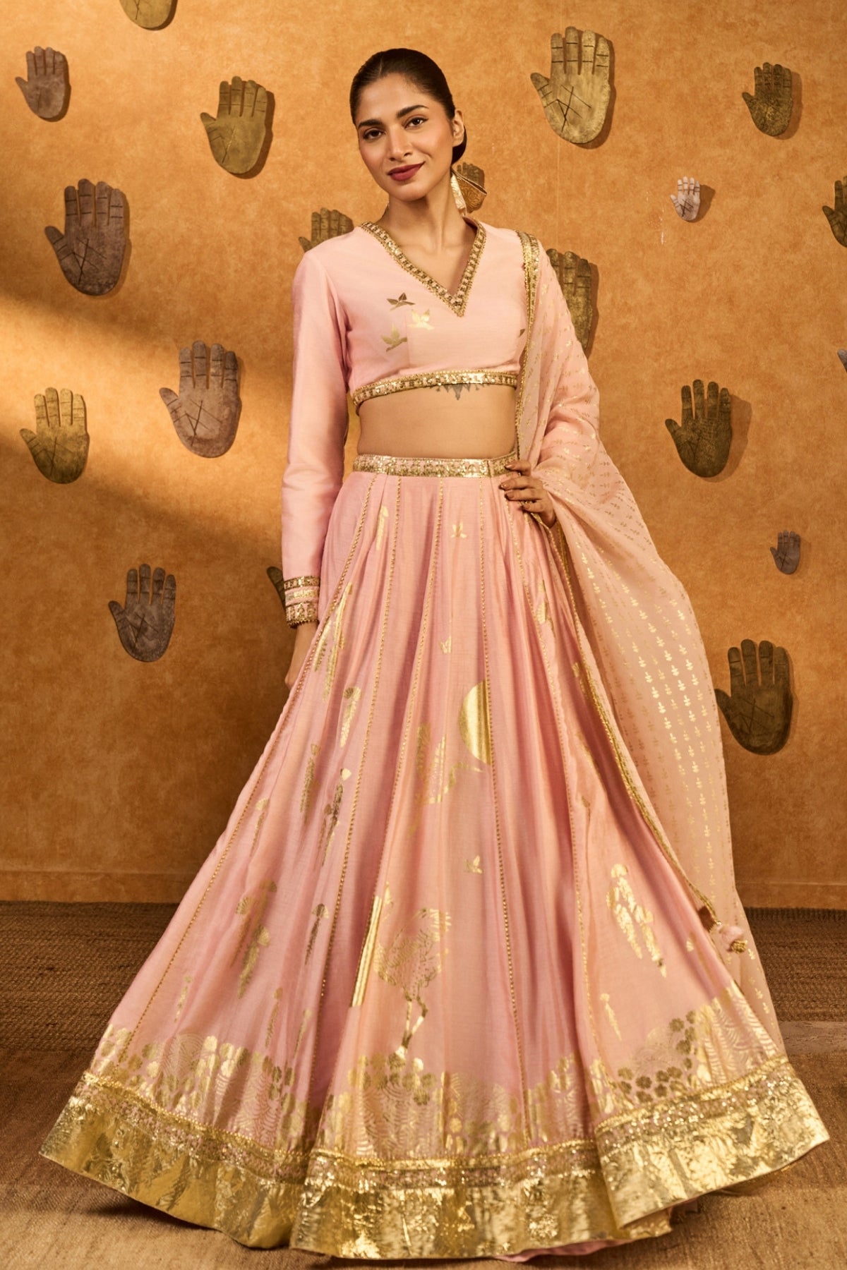 Baby Pink Mandarin Sky Lehenga Set